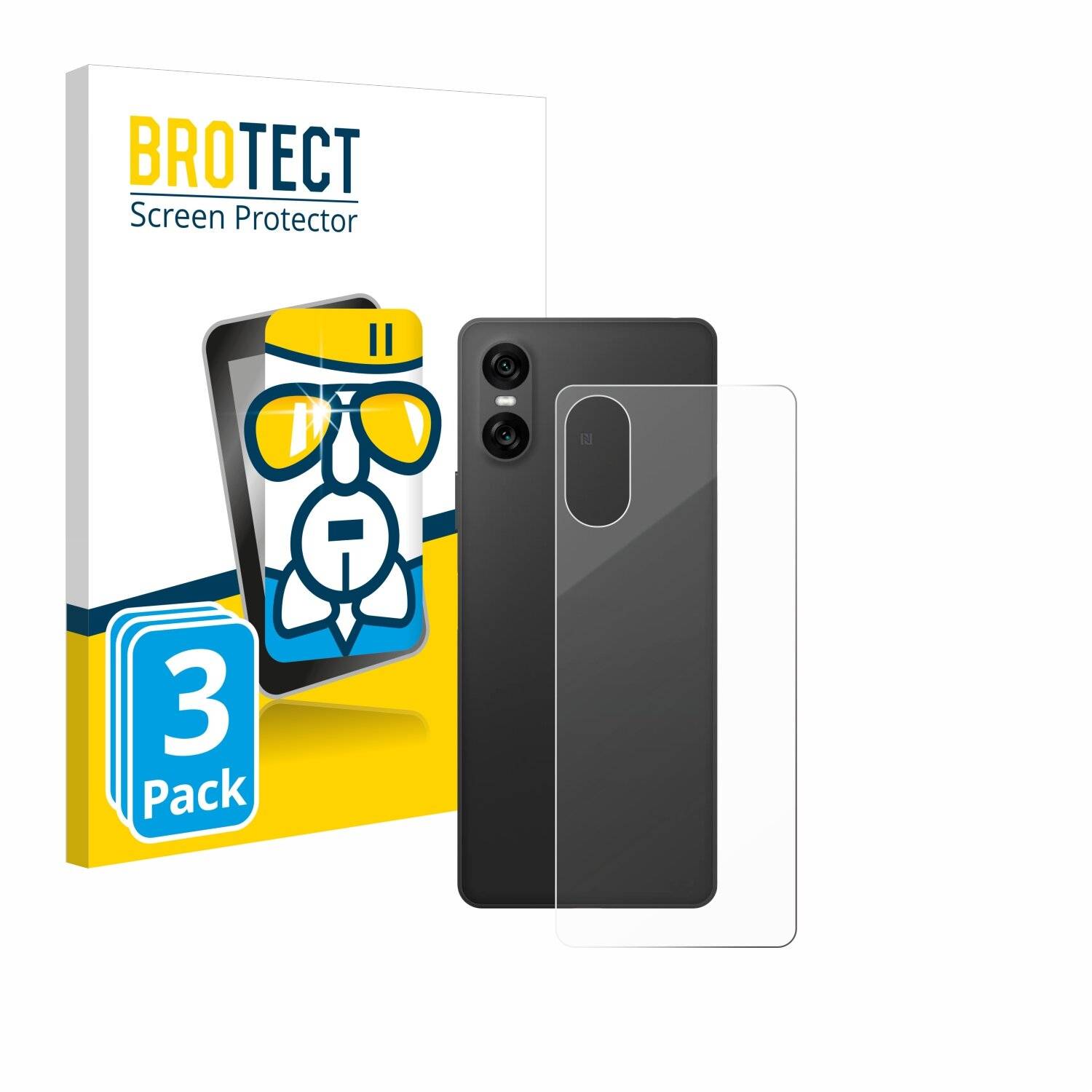 3x BROTECT AirGlass Glas Panzer-Folie für Sony Xperia 10 VI (Rückseite) -