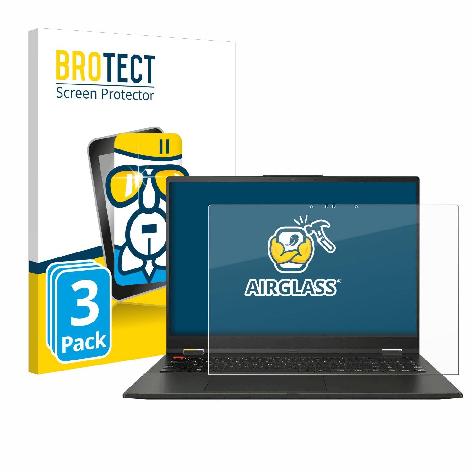 3x BROTECT AirGlass Glas Panzer-Folie für ASUS Vivobook S 16 Flip TN3604 -