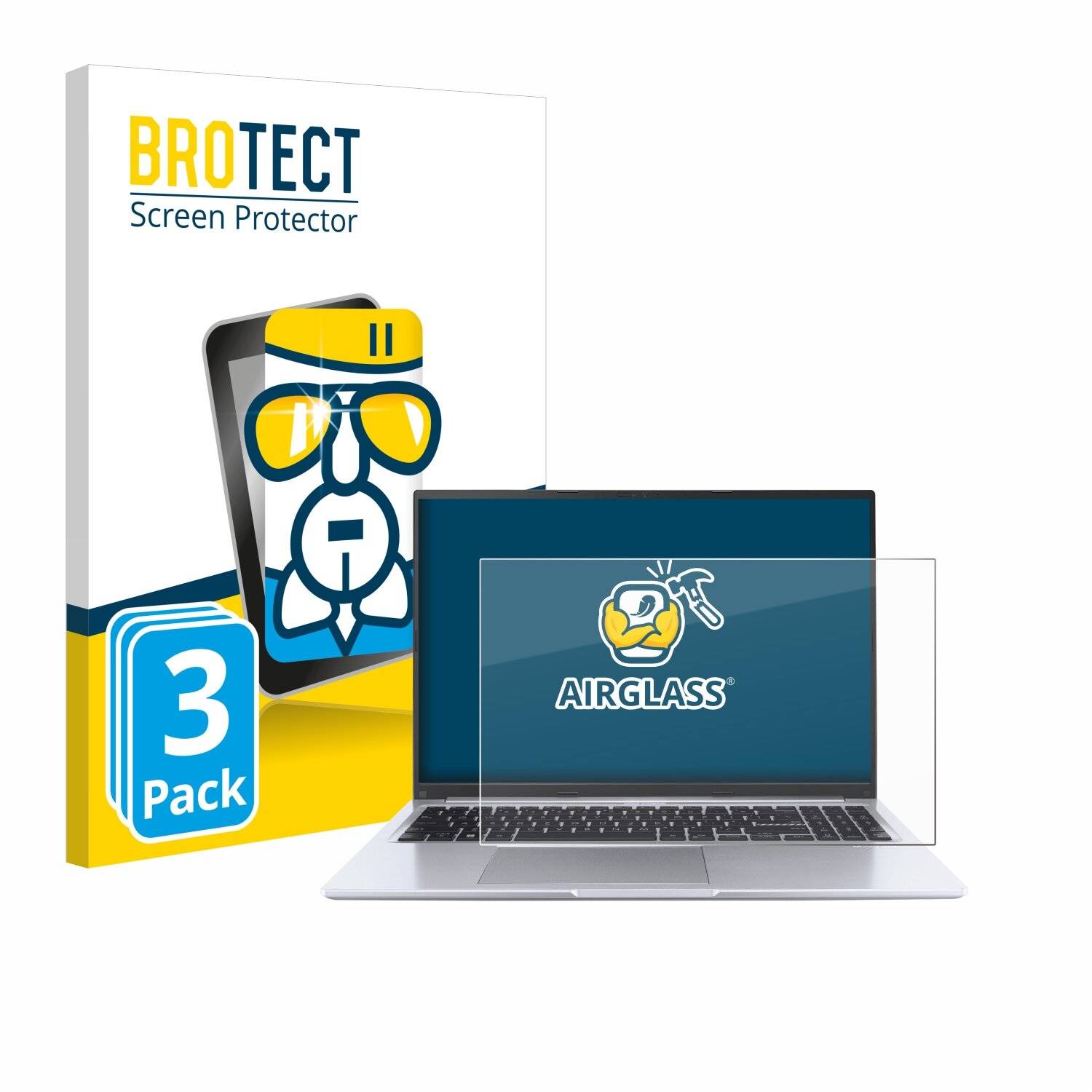 3x BROTECT AirGlass Glas Panzer-Folie für ASUS Vivobook 16 X1605 -