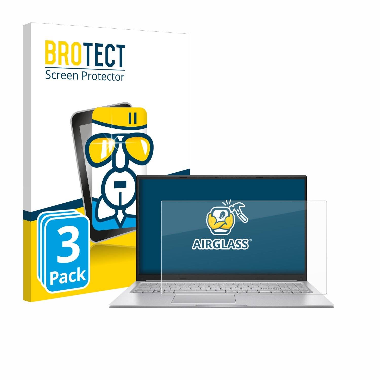 3x BROTECT AirGlass Glas Panzer-Folie für ASUS Vivobook 15 X1504 -