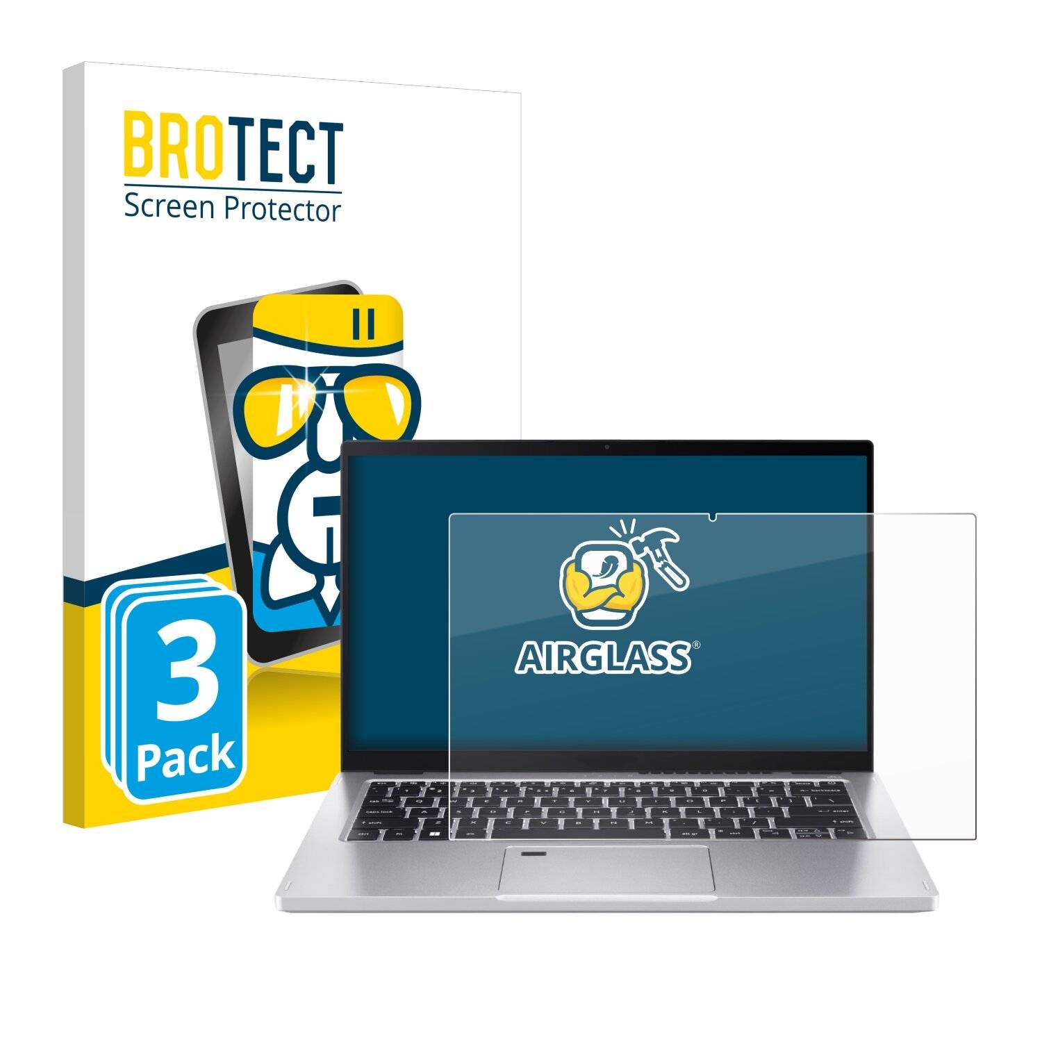 3x BROTECT AirGlass Glas Panzer-Folie für Acer Spin 3 SP314-55N -