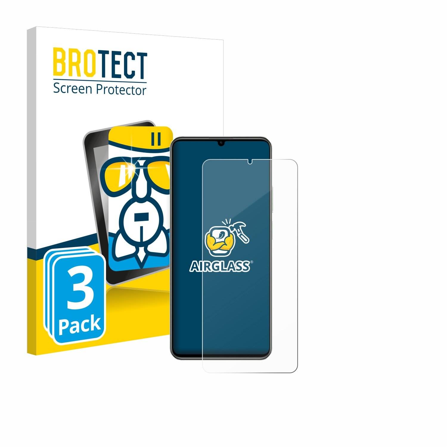 3x BROTECT AirGlass Glas Panzer-Folie für realme C63 -