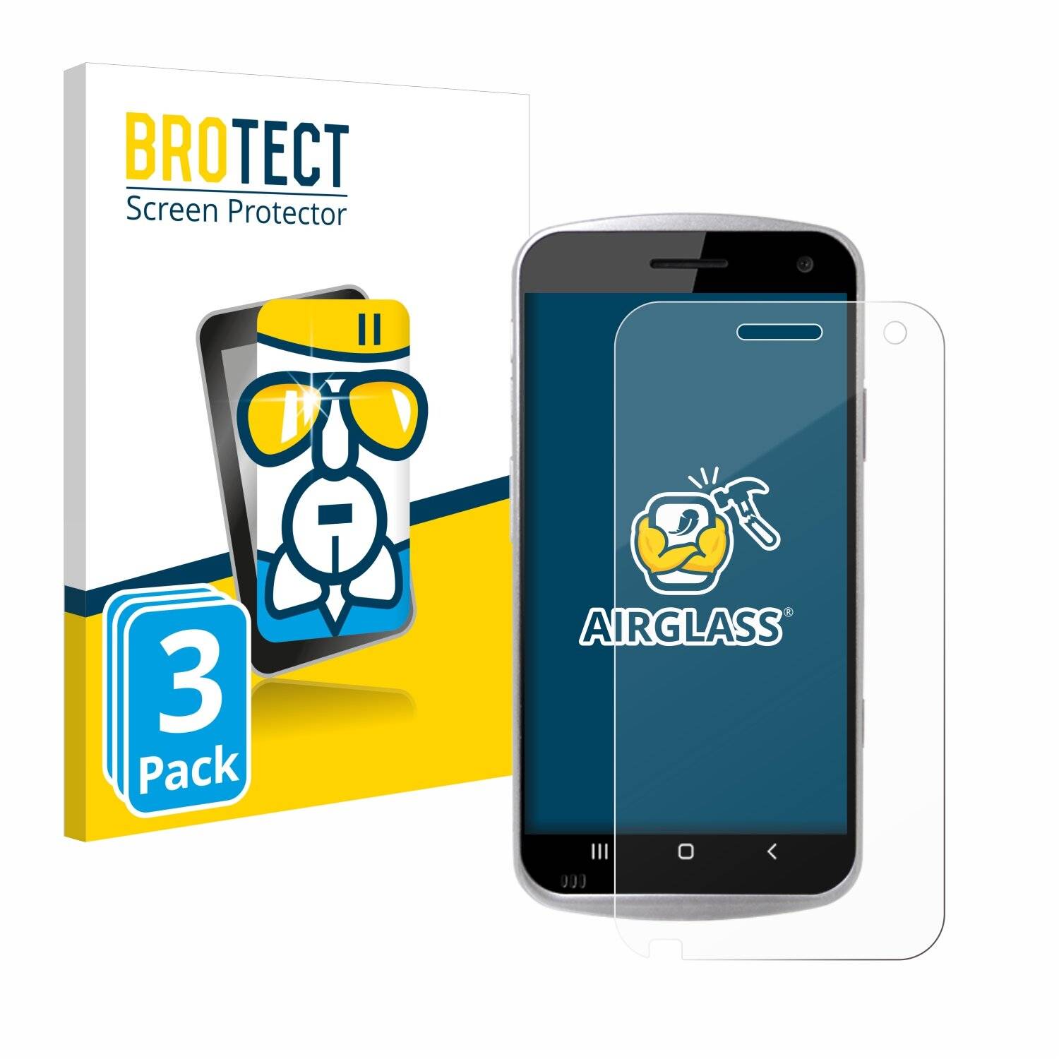 3x BROTECT AirGlass Glas Panzer-Folie für Point Mobile PM30HC -