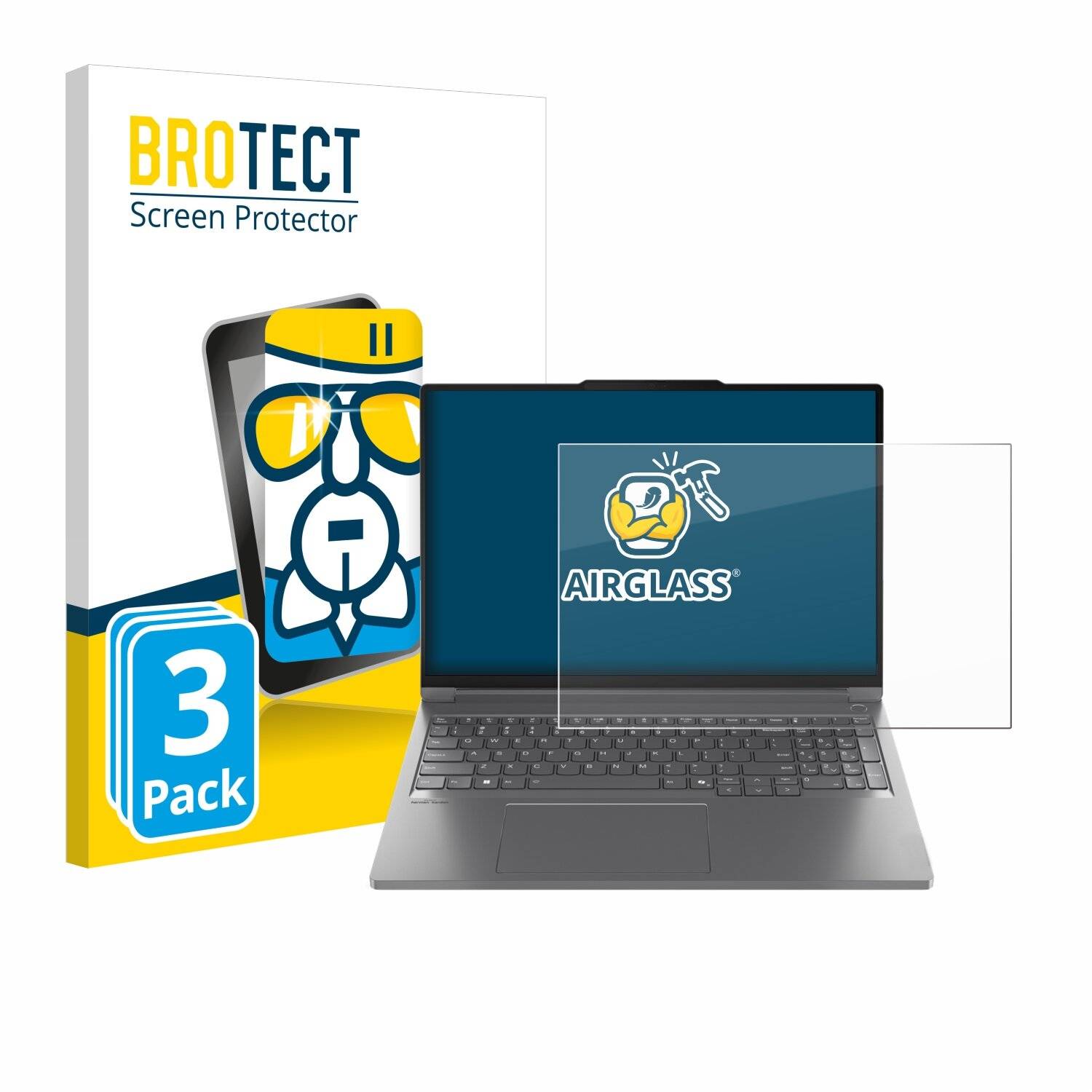 3x BROTECT AirGlass Glas Panzer-Folie für Lenovo ThinkBook 16p Gen 5 -