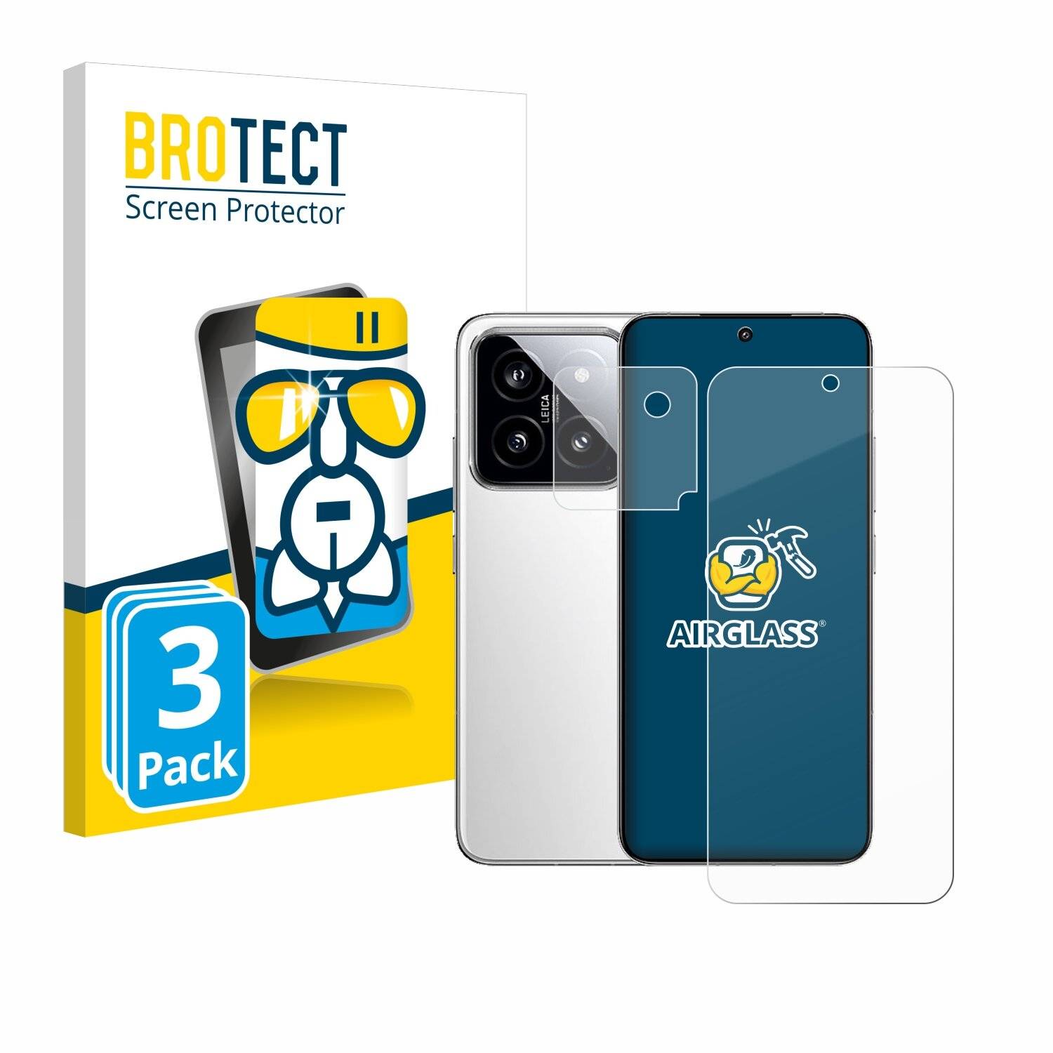 3x BROTECT AirGlass Glas Panzer-Folie für Xiaomi 14 (Display+Kamera) -