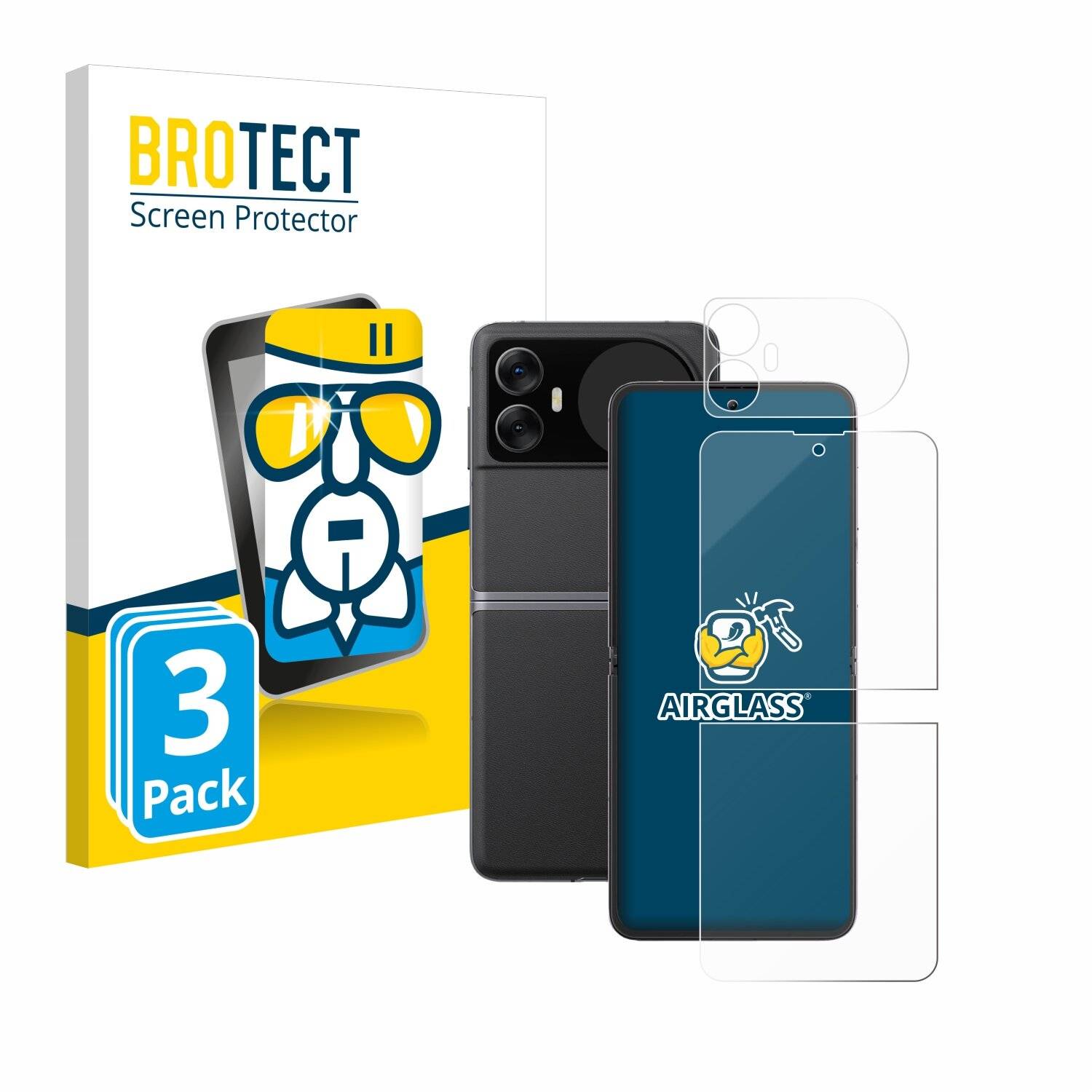 3x BROTECT AirGlass Glas Panzer-Folie für Blackview Hero 10 (Display+Rückseite) -