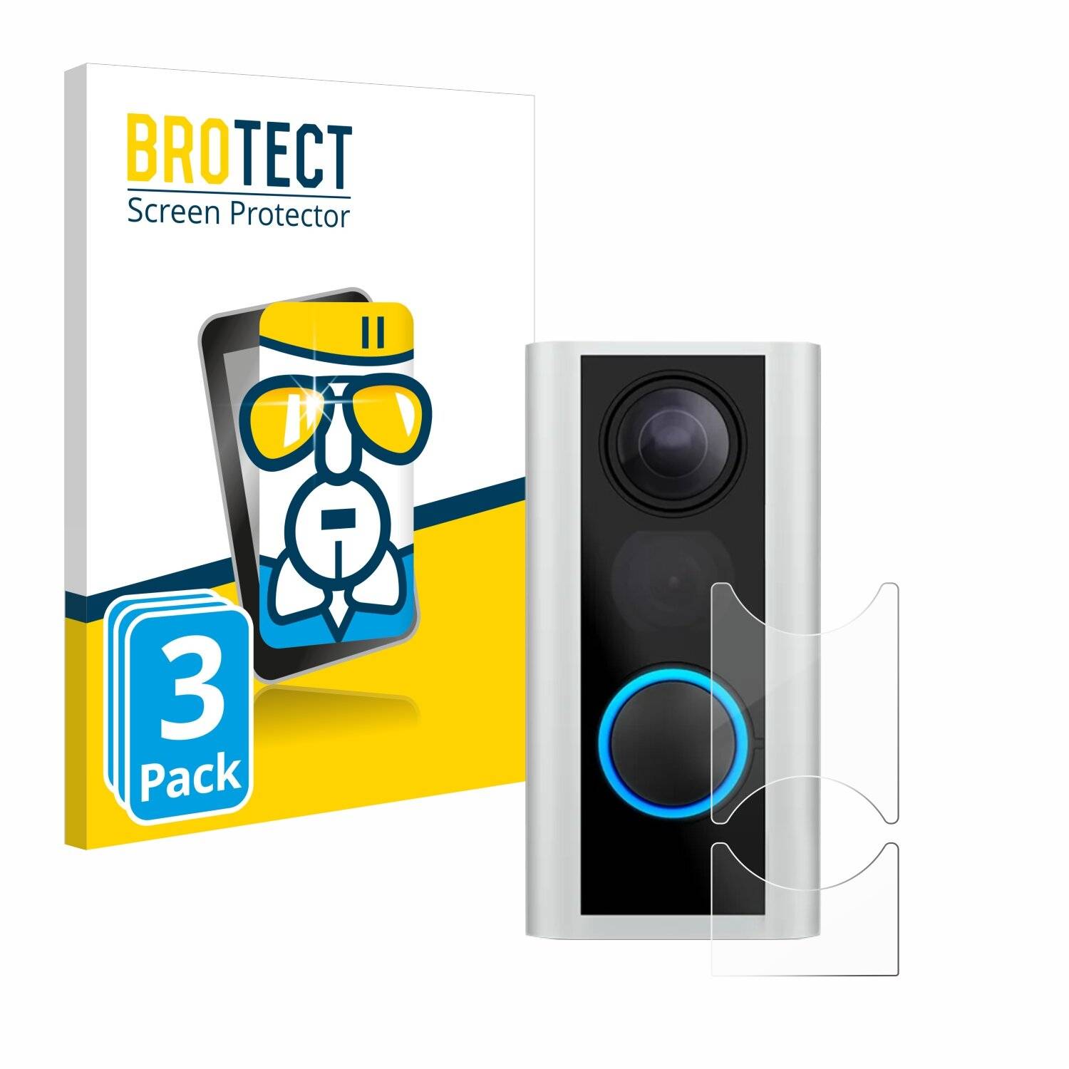3x BROTECT AirGlass Glas Panzer-Folie für Ring Door View Cam (54-75mm) -