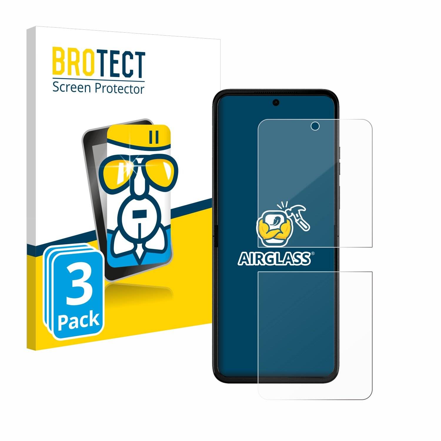 3x BROTECT AirGlass Glas Panzer-Folie für Motorola Razr 50 Ultra -