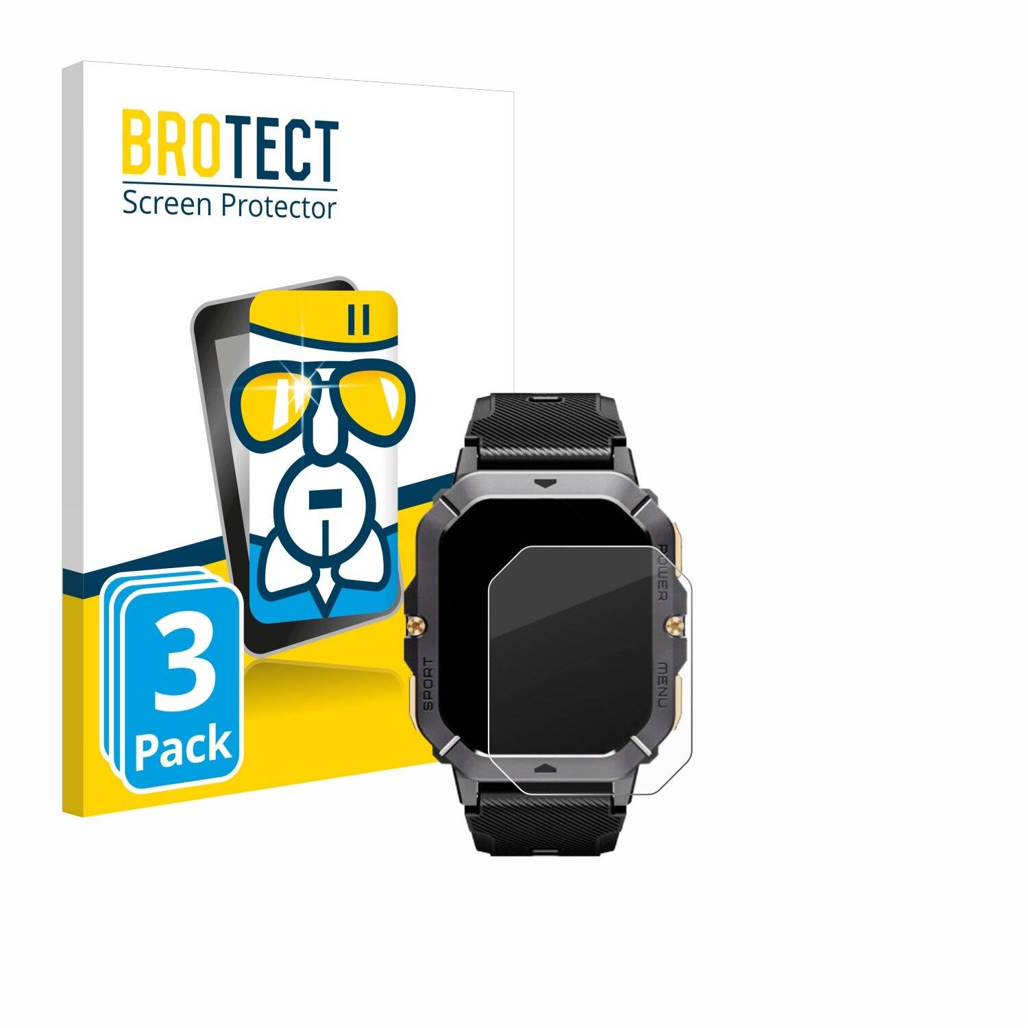 3x BROTECT AirGlass Glas Panzer-Folie für ArmorWatch Pro Smartwatch -