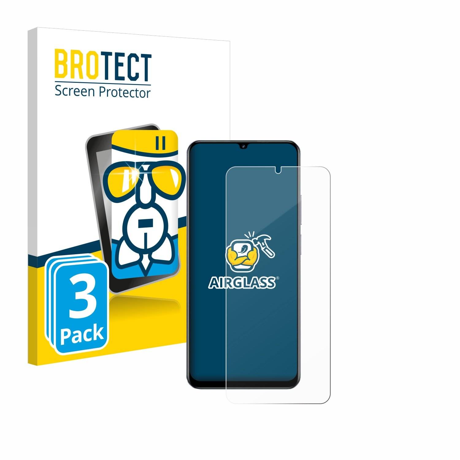 3x BROTECT AirGlass Glas Panzer-Folie für realme C61 -
