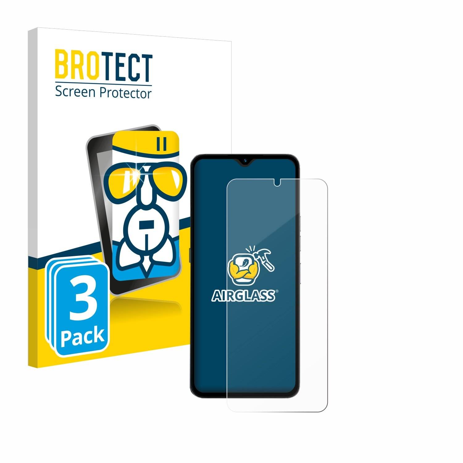 3x BROTECT AirGlass Glas Panzer-Folie für Umidigi A15T -