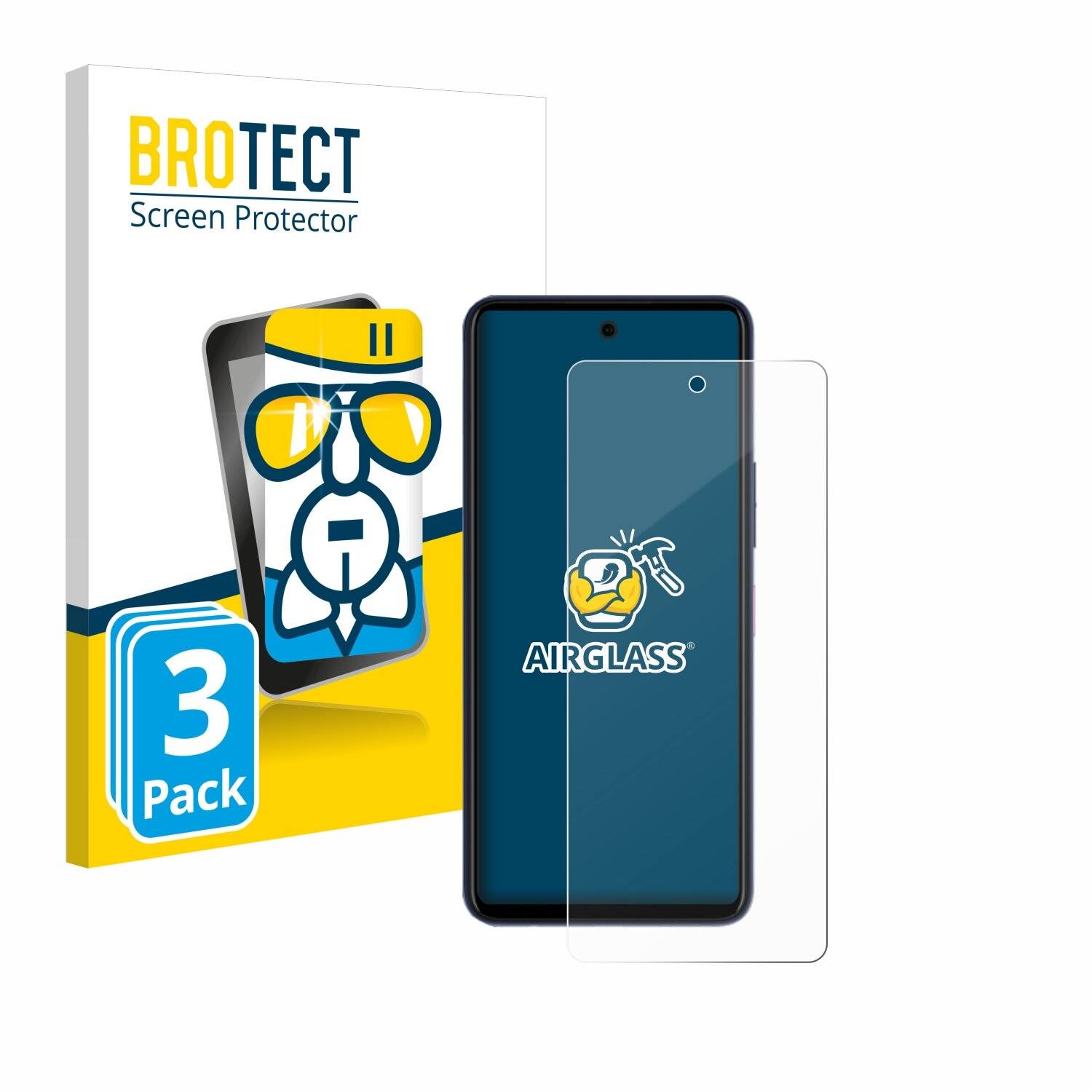 3x BROTECT AirGlass Glas Panzer-Folie für Telekom T Phone 2 Pro -