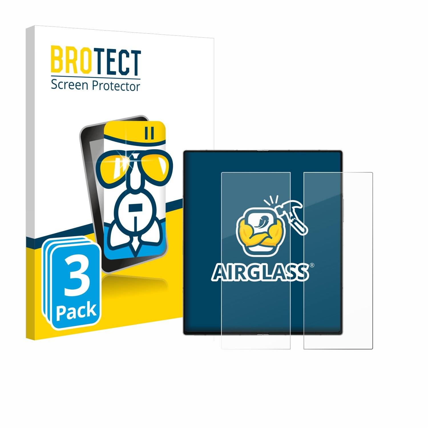 3x BROTECT AirGlass Glas Panzer-Folie für Samsung Galaxy Z Fold 6 5G (Inneres Display) -