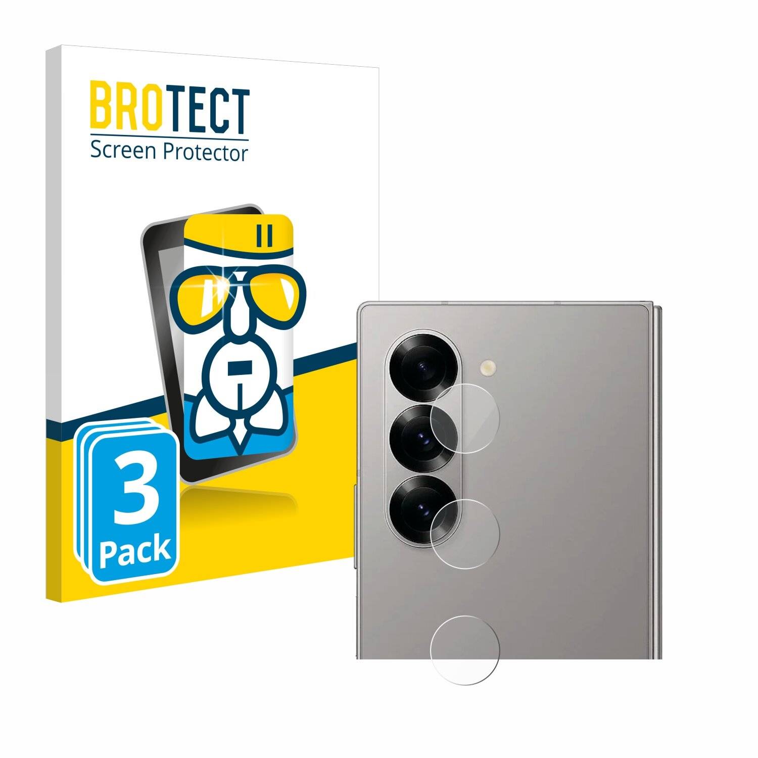 3x BROTECT AirGlass Glas Panzer-Folie für Samsung Galaxy Z Fold 6 5G (NUR Kameraschutz) -