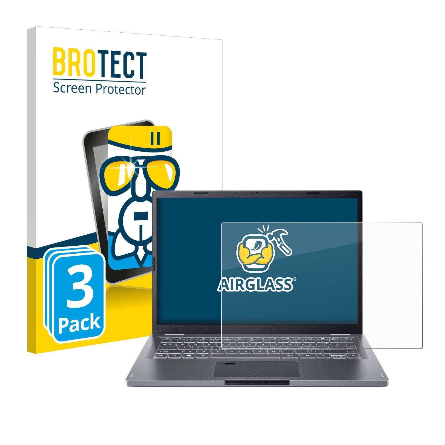 3x BROTECT AirGlass Glas Panzer-Folie für Acer Aspire 14 A14-51 -