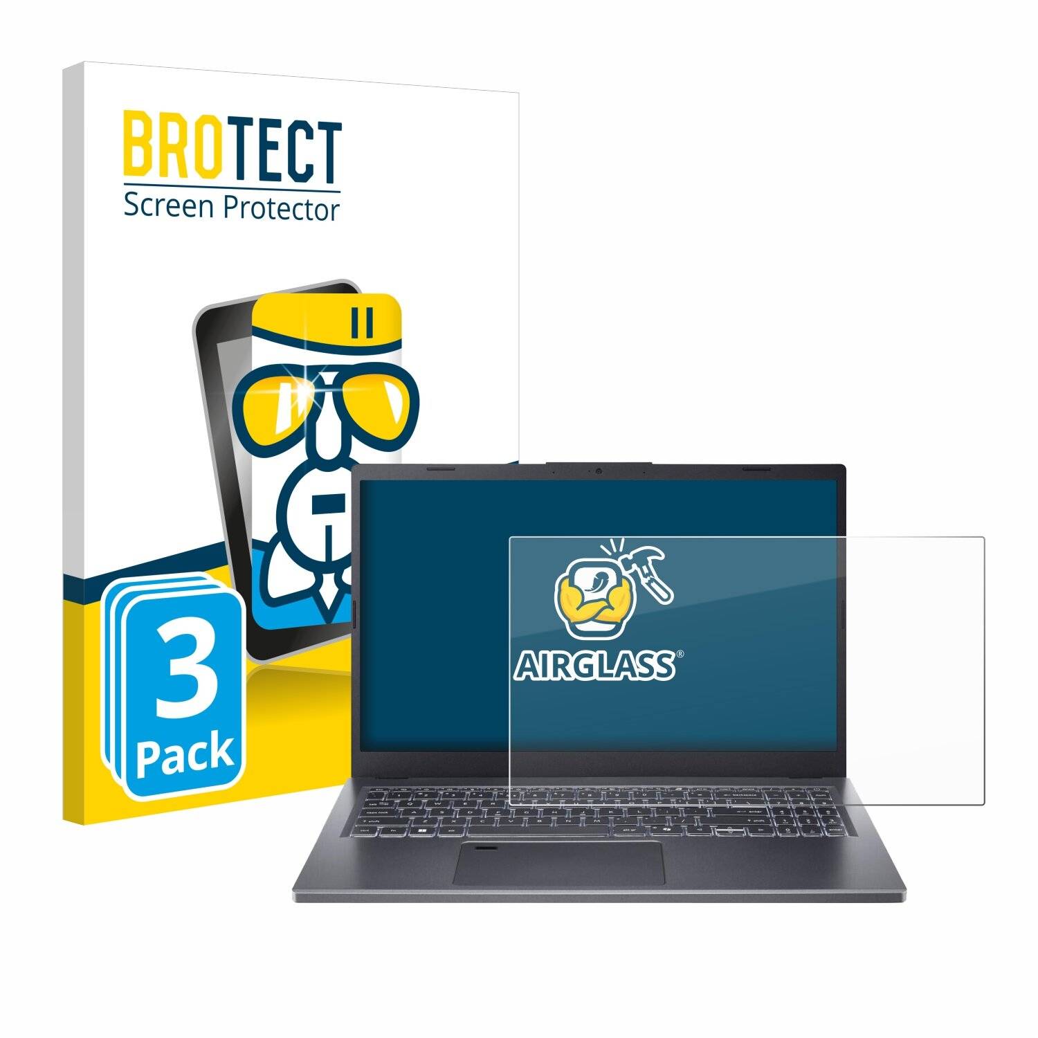 3x BROTECT AirGlass Glas Panzer-Folie für Acer Aspire A15-51 -