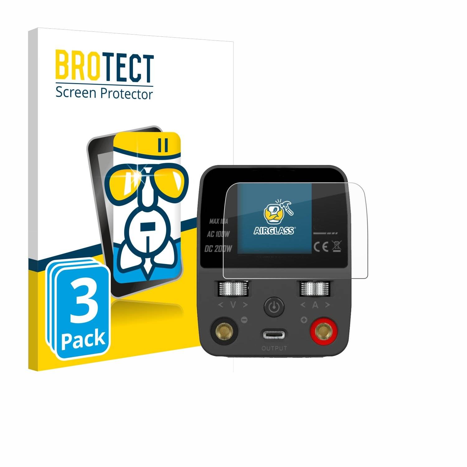 3x BROTECT AirGlass Glas Panzer-Folie für ToolkitRC P200 V2 -