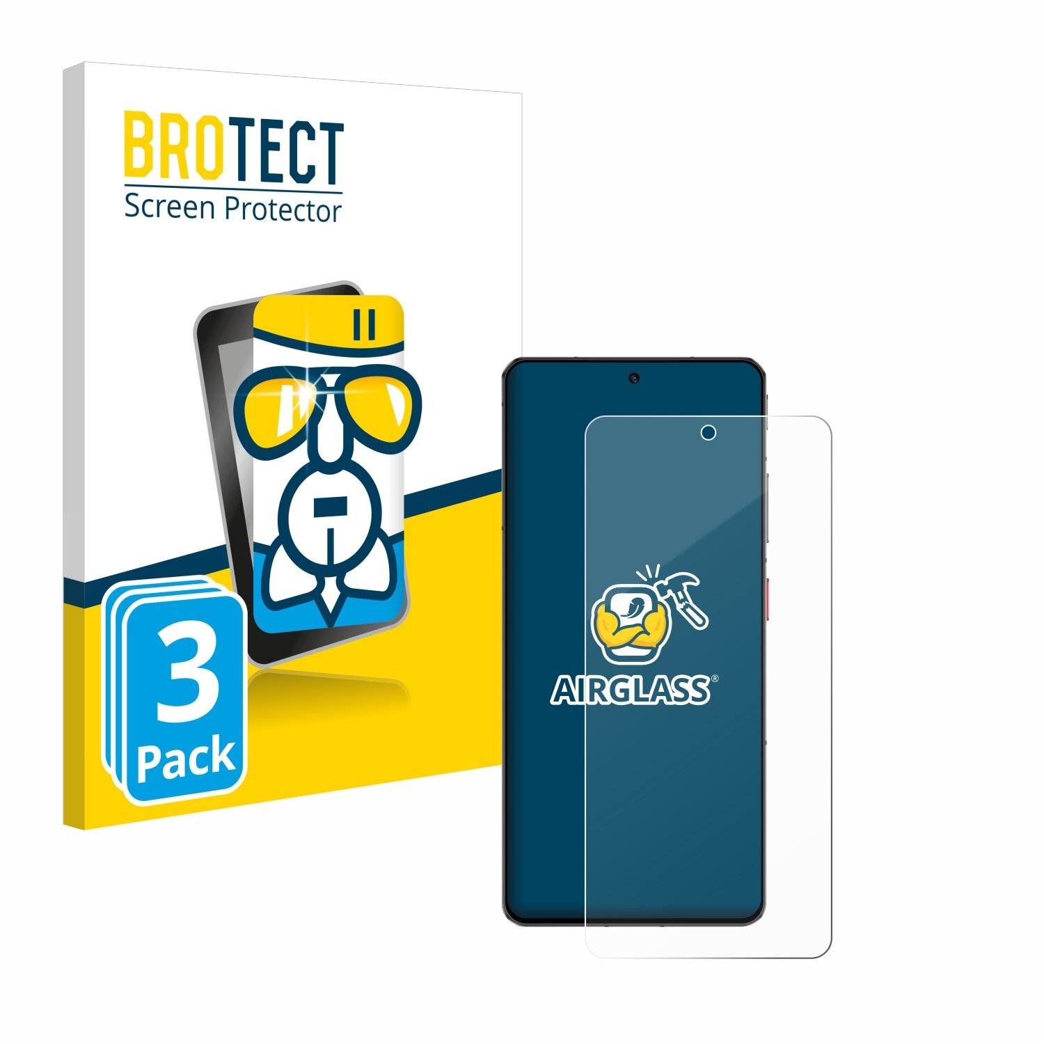 3x BROTECT AirGlass Glas Panzer-Folie für ZTE Nubia Z60S Pro -