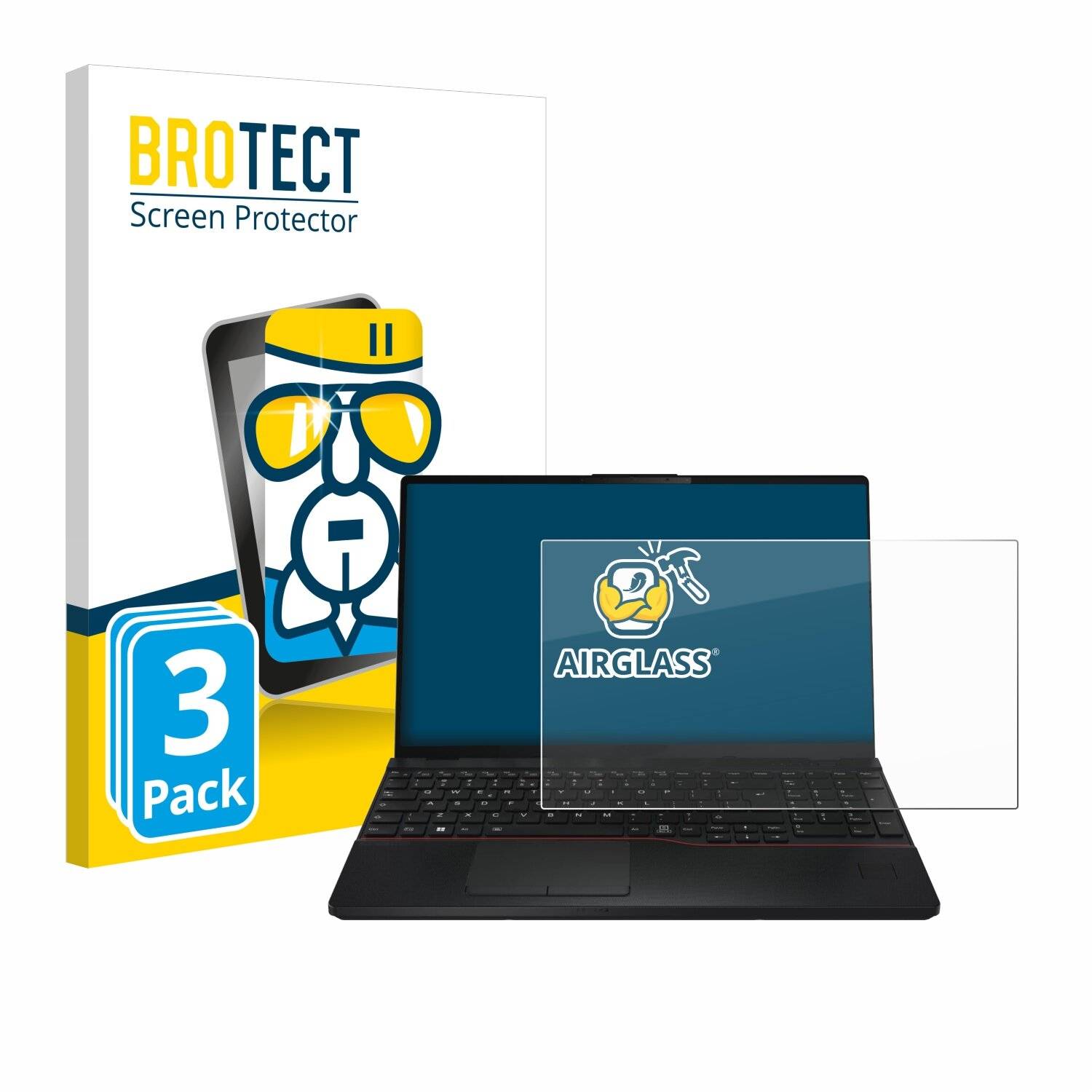 3x BROTECT AirGlass Glas Panzer-Folie für Fujitsu Lifebook E5513 -