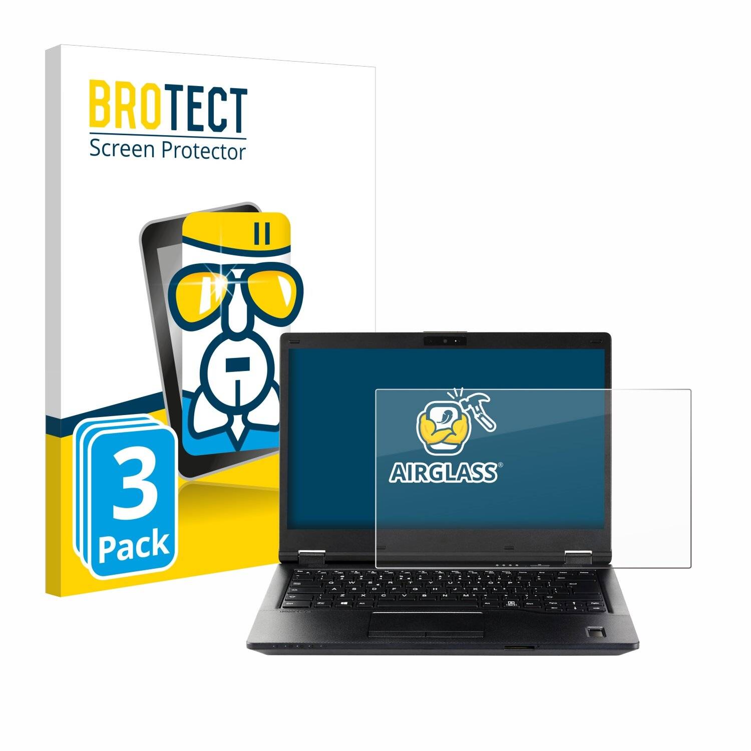 3x BROTECT AirGlass Glas Panzer-Folie für Fujitsu Lifebook E449 -