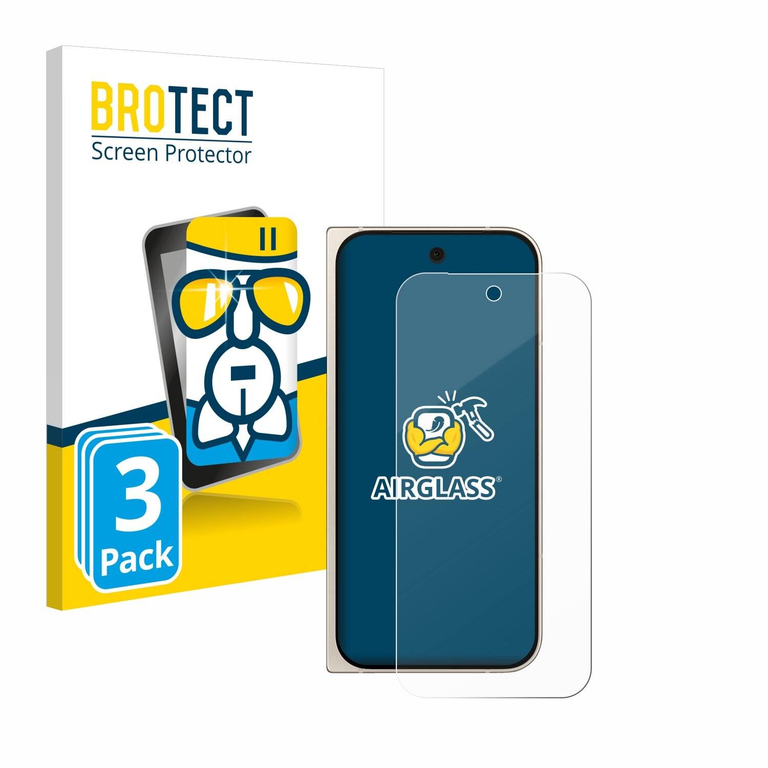 3x BROTECT AirGlass Glas Panzer-Folie für Google Pixel 9 Pro Fold -