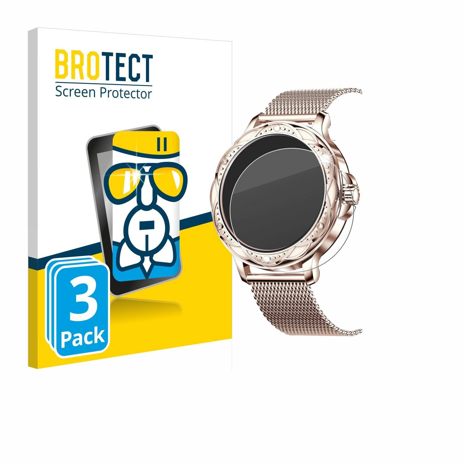 3x BROTECT AirGlass Glas Panzer-Folie für Darmowade Smartwatch 1.2 -