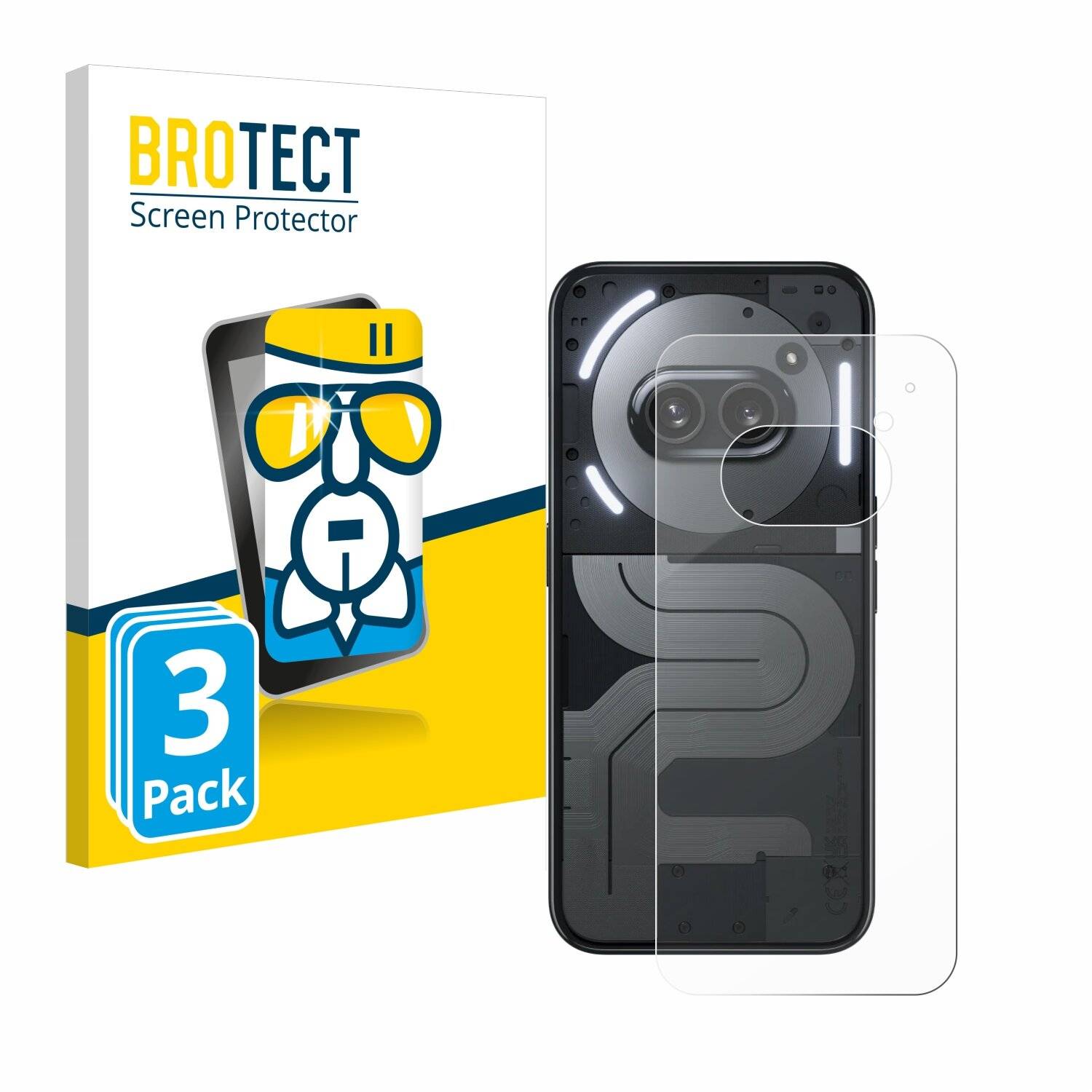 3x BROTECT AirGlass Glas Panzer-Folie für Nothing Phone (2a) Plus (Rückseite) -