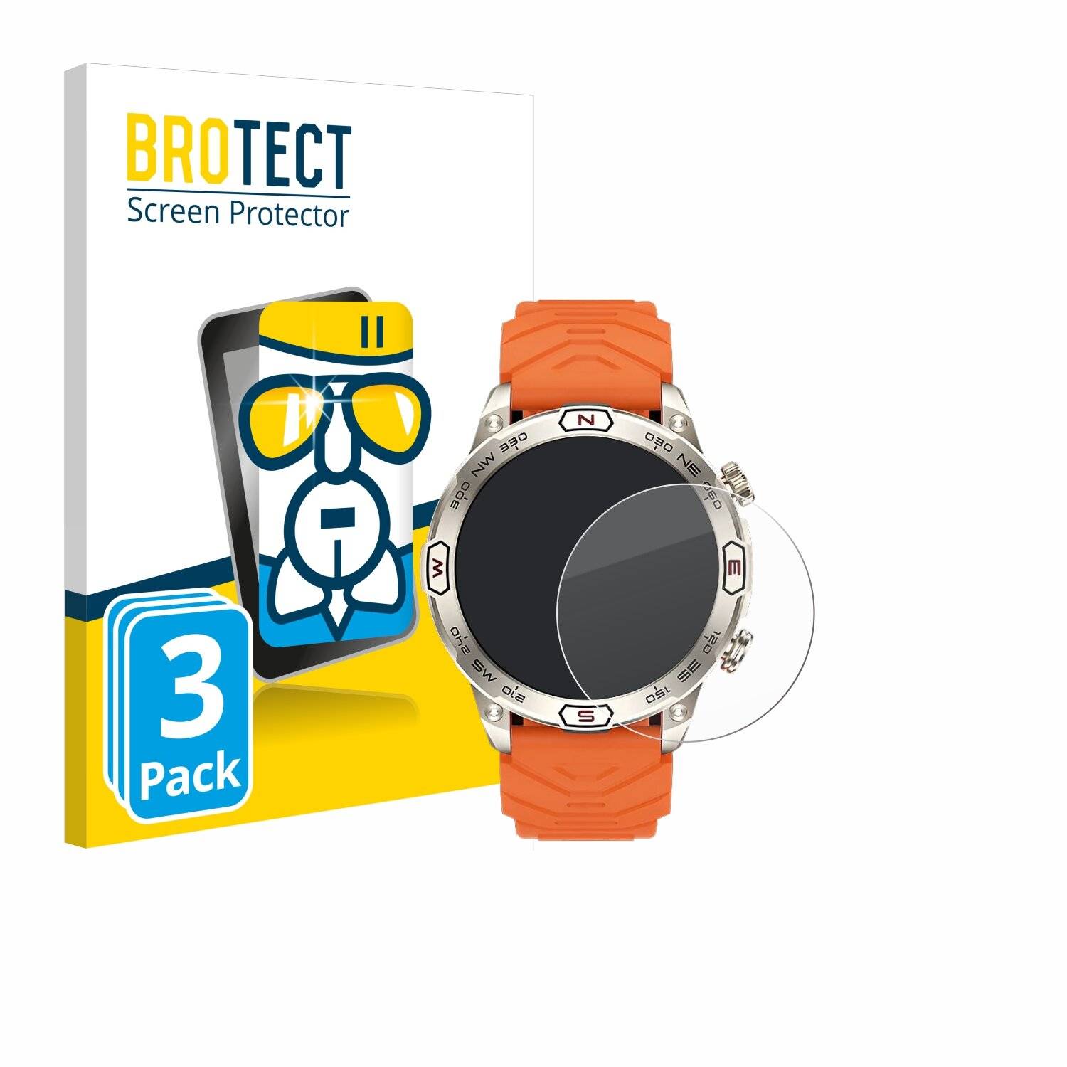 3x BROTECT AirGlass Glas Panzer-Folie für Bytelike Smartwatch 1.43 -