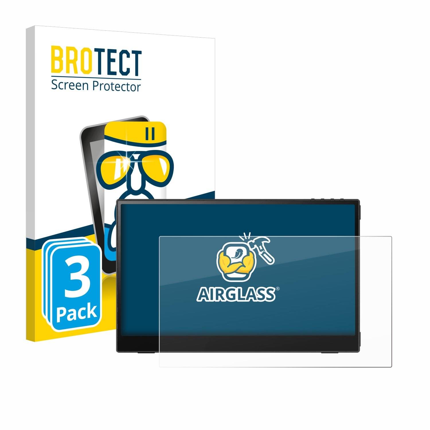 3x BROTECT AirGlass Glas Panzer-Folie für AOC 16T3EA -