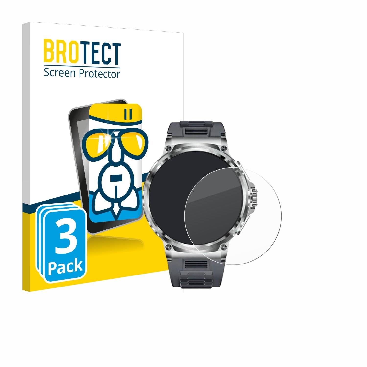 3x BROTECT AirGlass Glas Panzer-Folie für Smartwatch V69 1.85 -