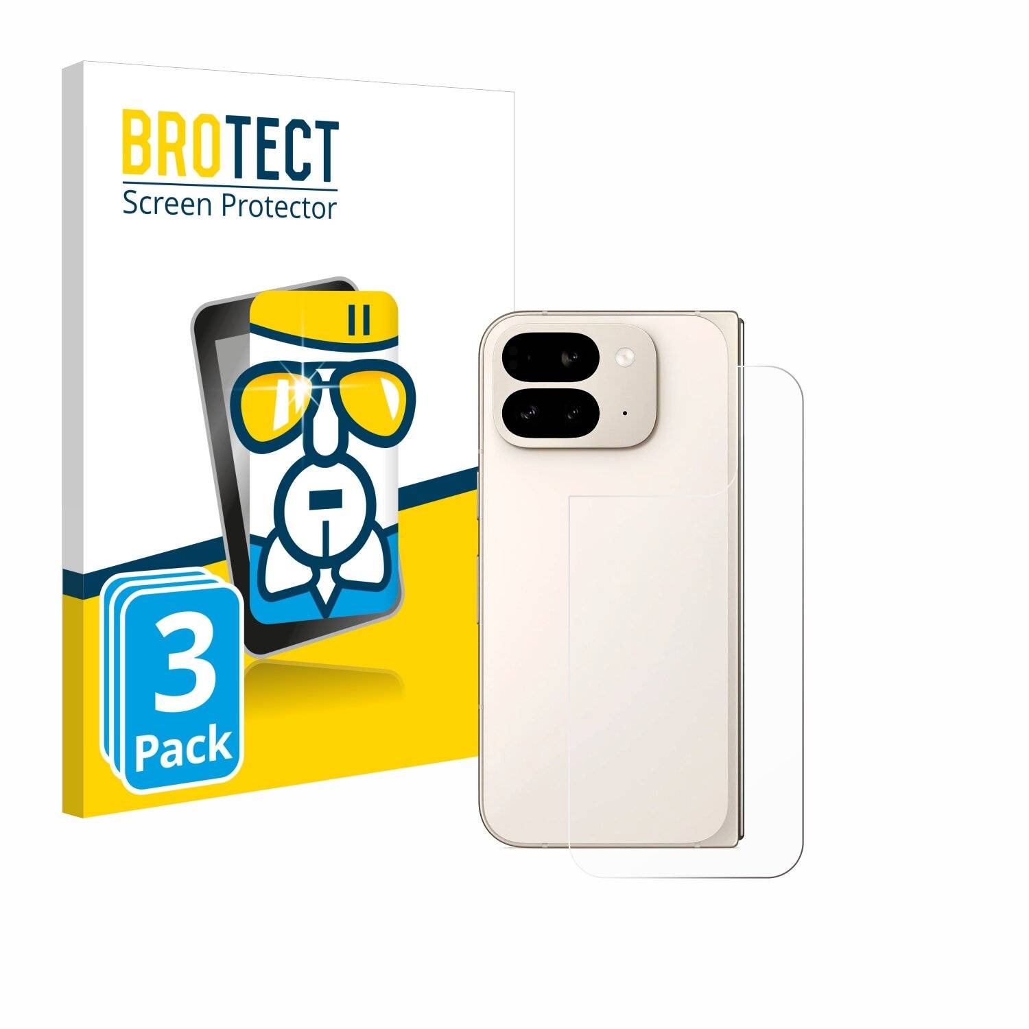 3x BROTECT AirGlass Glas Panzer-Folie für Google Pixel 9 Pro Fold (Rückseite) -