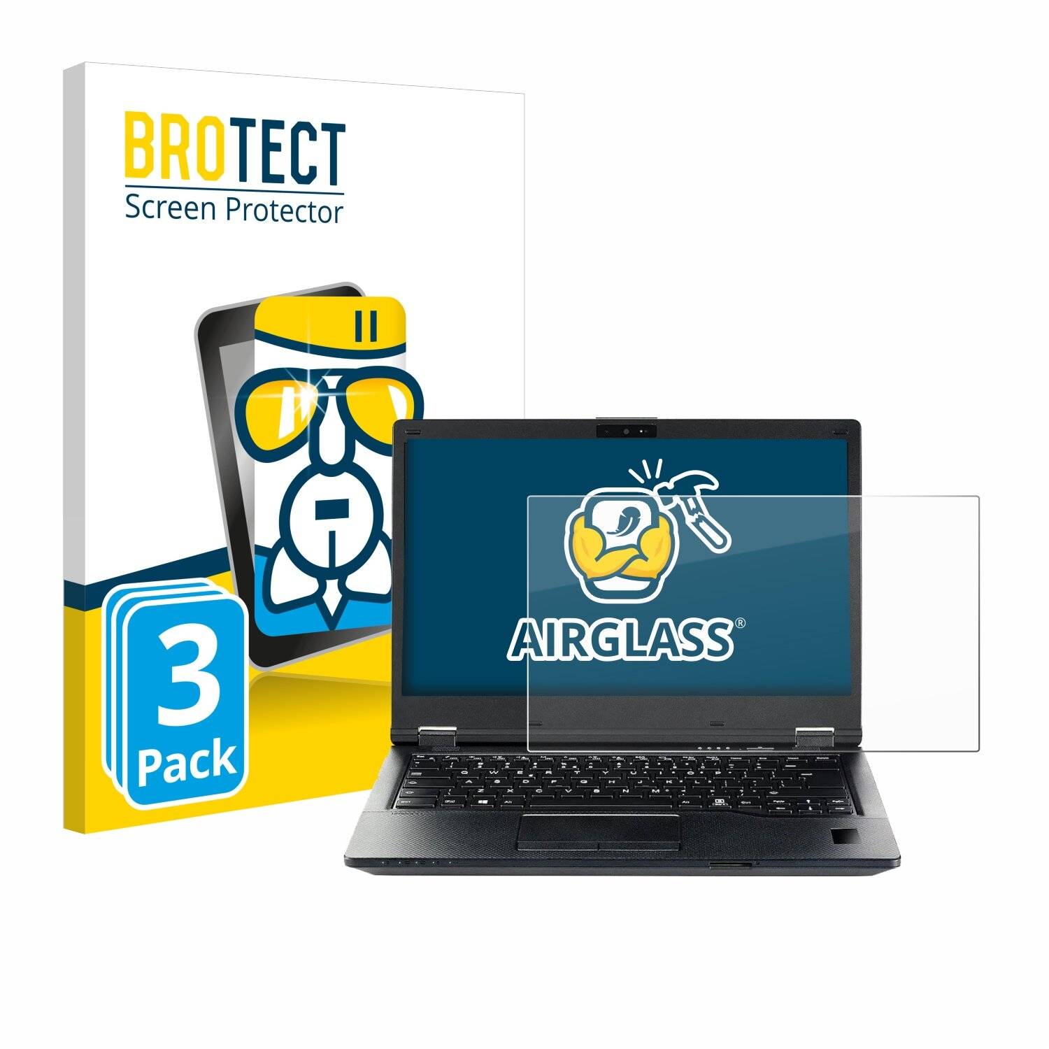 3x BROTECT AirGlass Glas Panzer-Folie für Fujitsu Lifebook E549 -