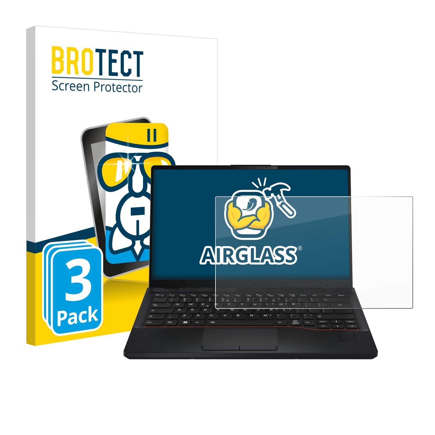 3x BROTECT AirGlass Glas Panzer-Folie für Fujitsu Lifebook E5413 -