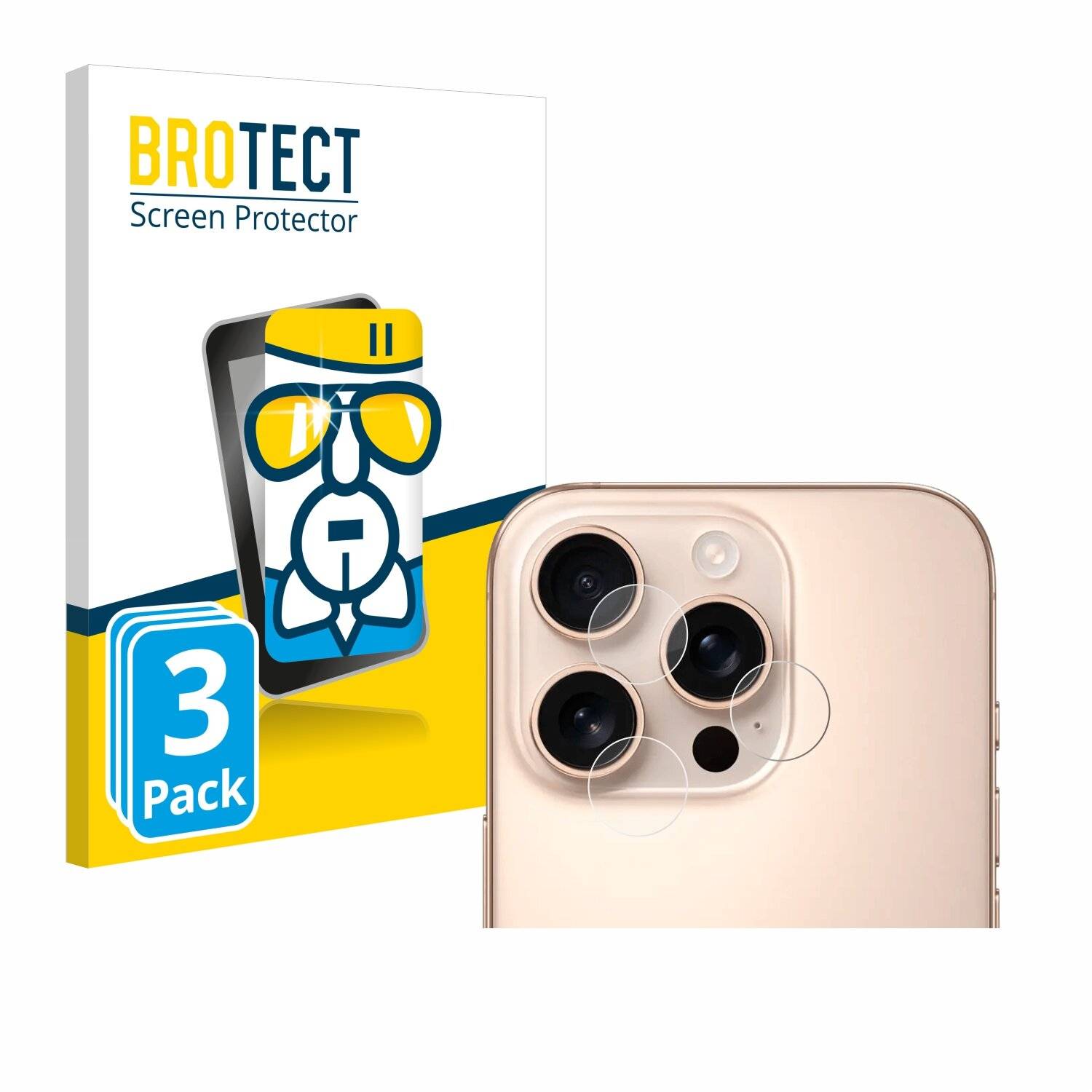 3x BROTECT AirGlass Glas Panzer-Folie für Apple iPhone 16 Pro Max (NUR Kameraschutz) -