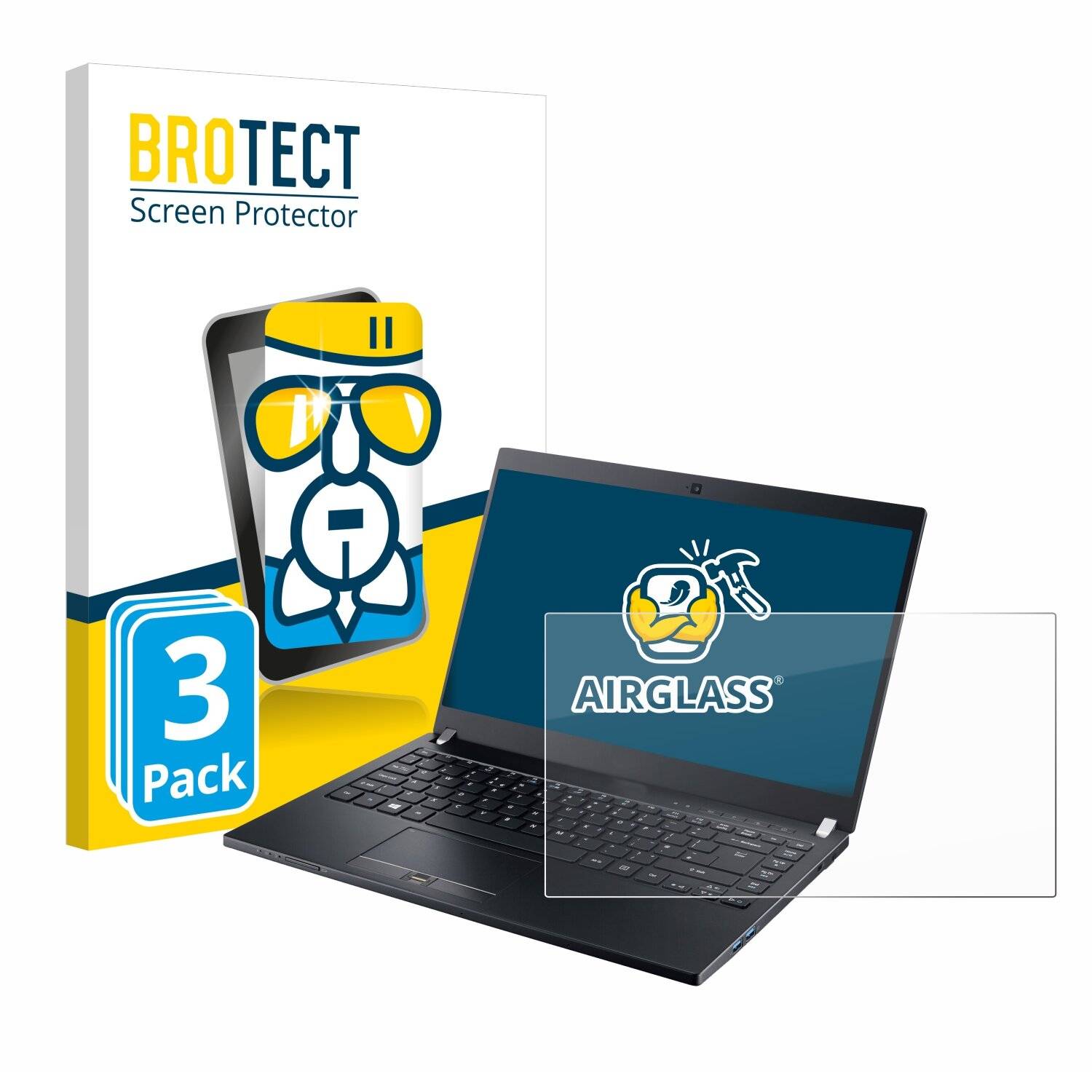 3x BROTECT AirGlass Glas Panzer-Folie für Acer TravelMate P648-MG-71S5 -