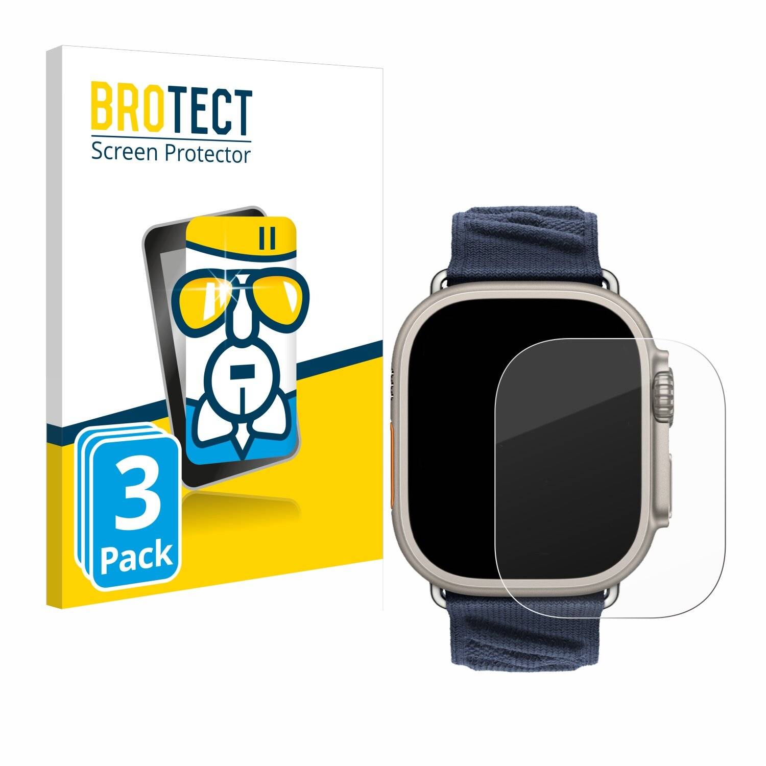 3x BROTECT AirGlass Glas Panzer-Folie für Apple Watch Hermès Ultra 2 -