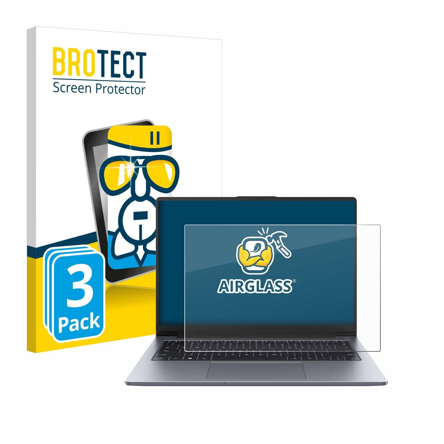 3x BROTECT AirGlass Glas Panzer-Folie für Huawei MateBook D 14 2024 -