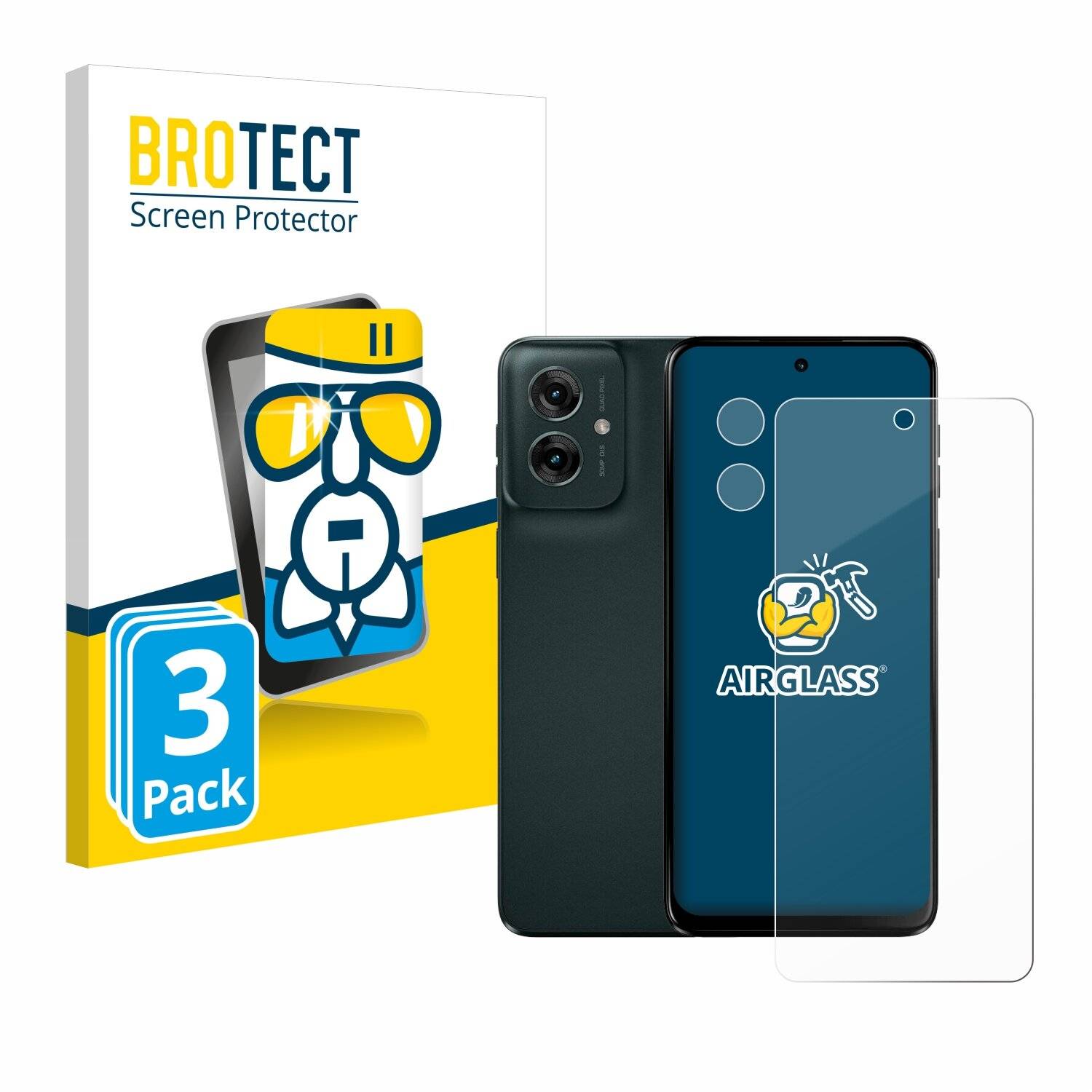 3x BROTECT AirGlass Glas Panzer-Folie für Motorola Moto G55 (Display+Kamera) -