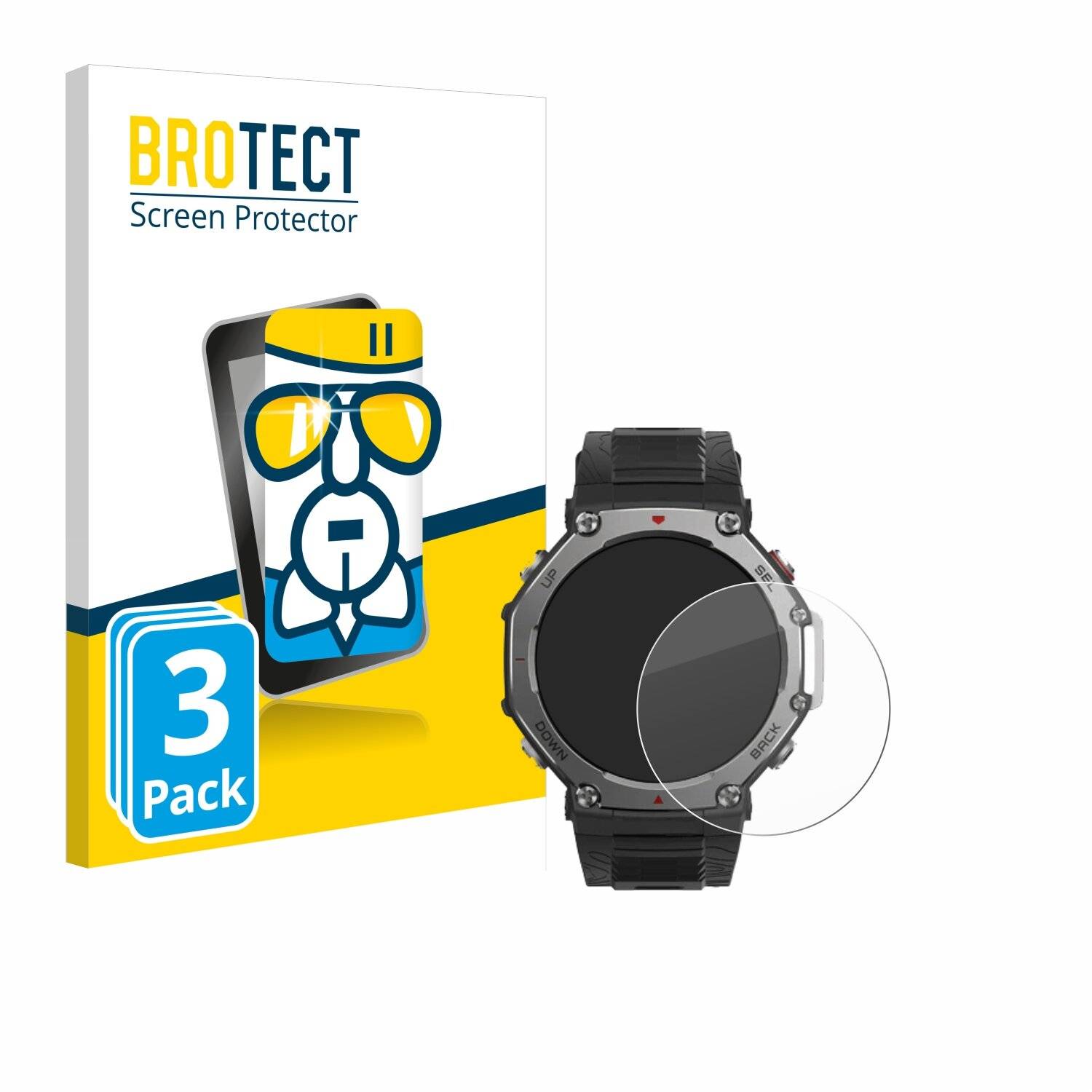 3x BROTECT AirGlass Glas Panzer-Folie für Huami Amazfit T-Rex 3 -