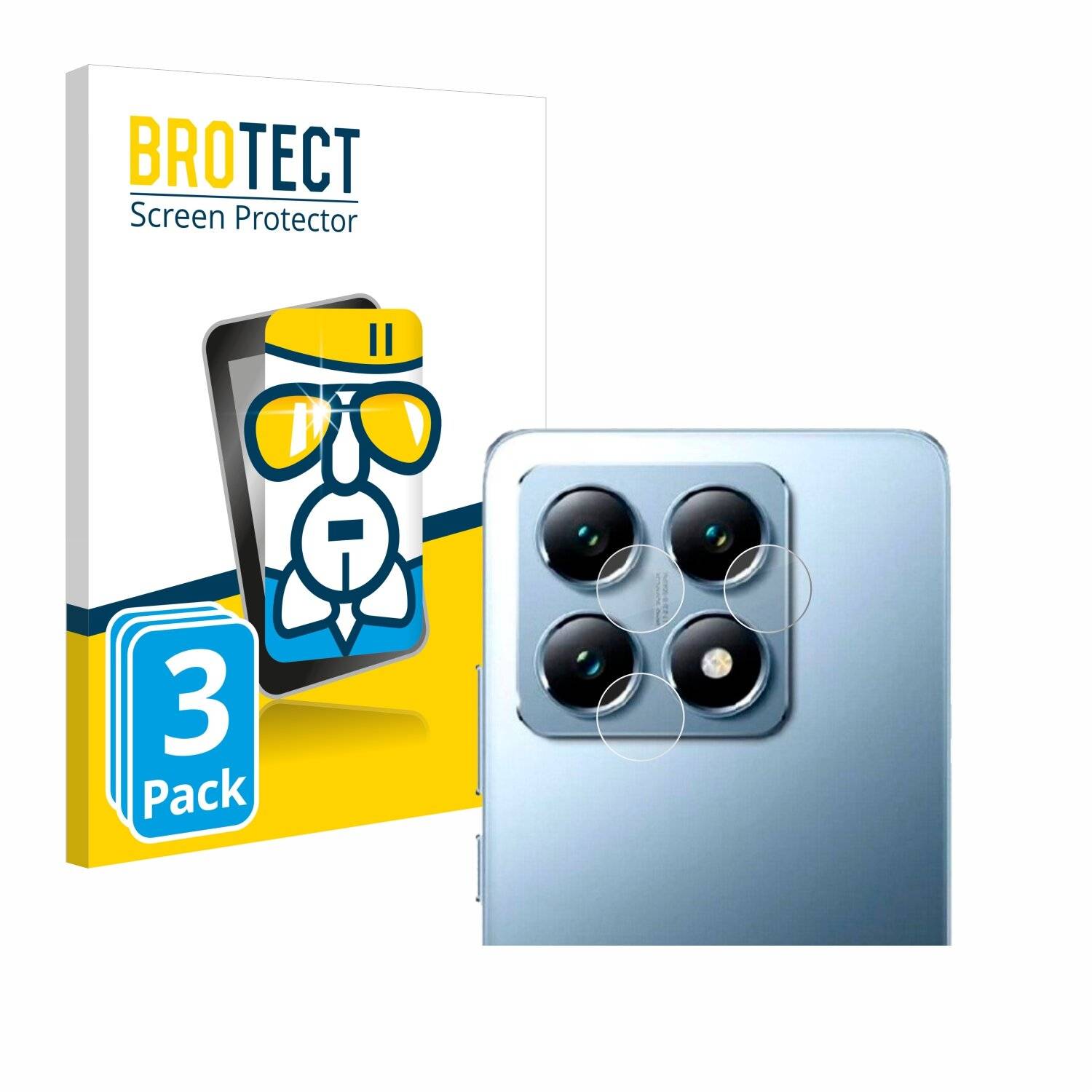 3x BROTECT AirGlass Glas Panzer-Folie für Xiaomi 14T Pro (NUR Kameraschutz) -