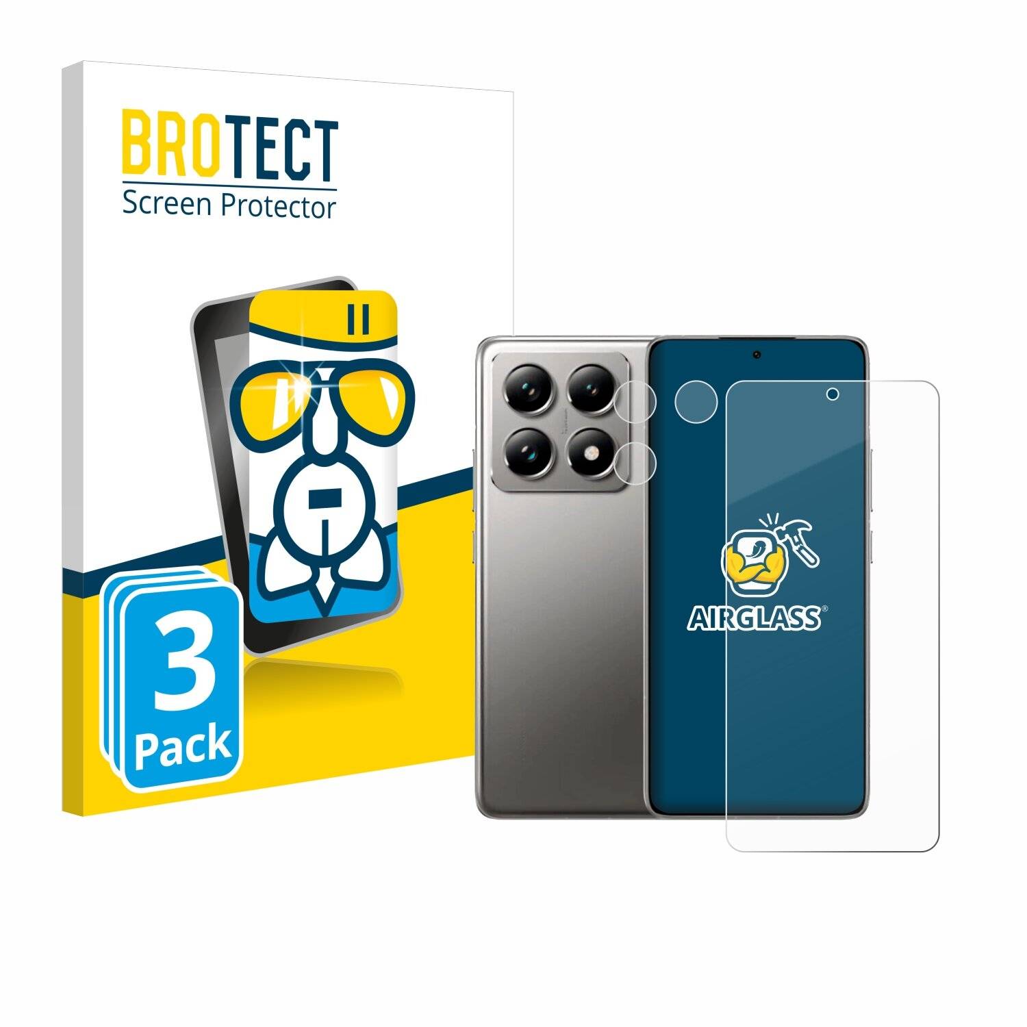 3x BROTECT AirGlass Glas Panzer-Folie für Xiaomi 14T Pro (Display+Kamera) -