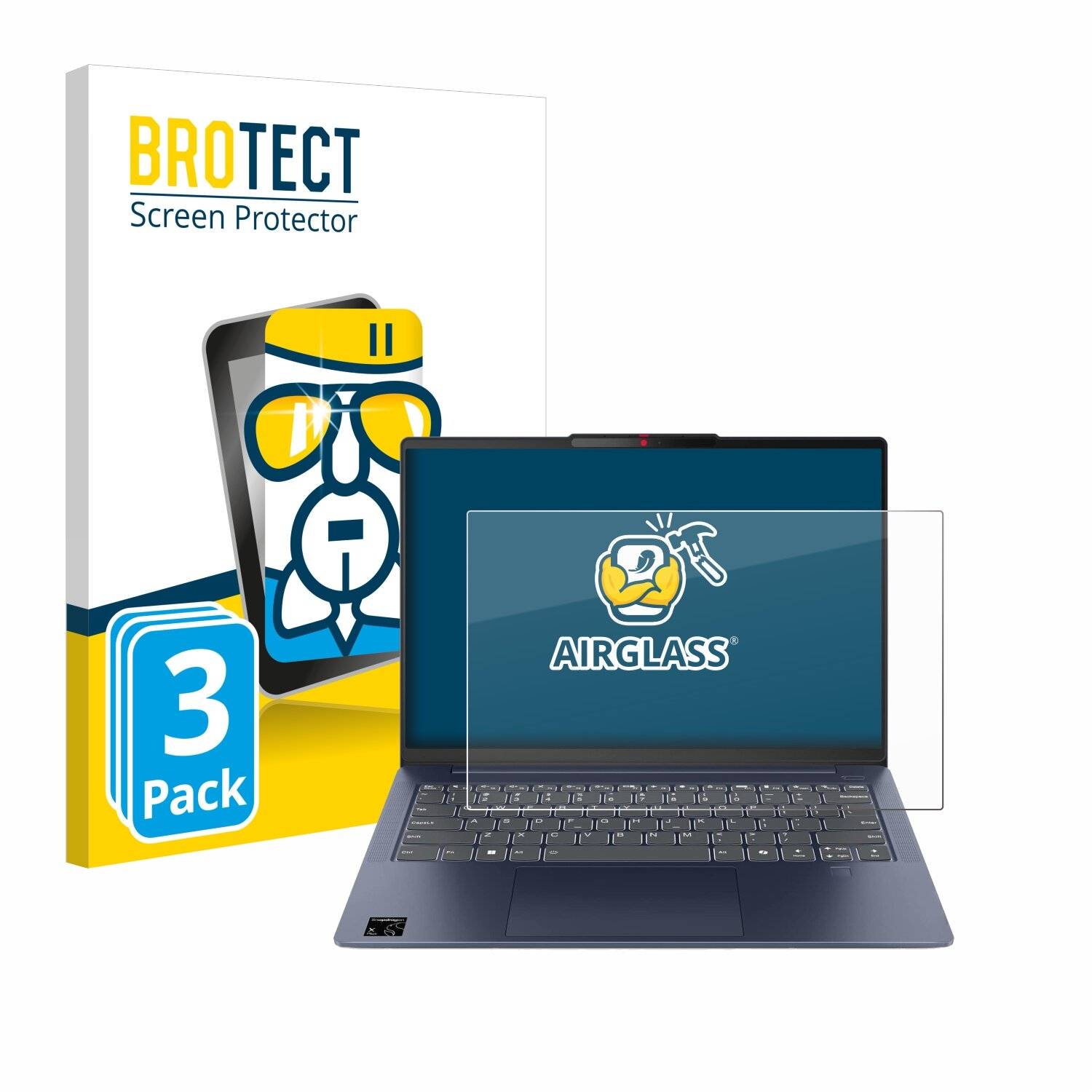 3x BROTECT AirGlass Glas Panzer-Folie für Lenovo IdeaPad Slim 5x Gen 9 14 -