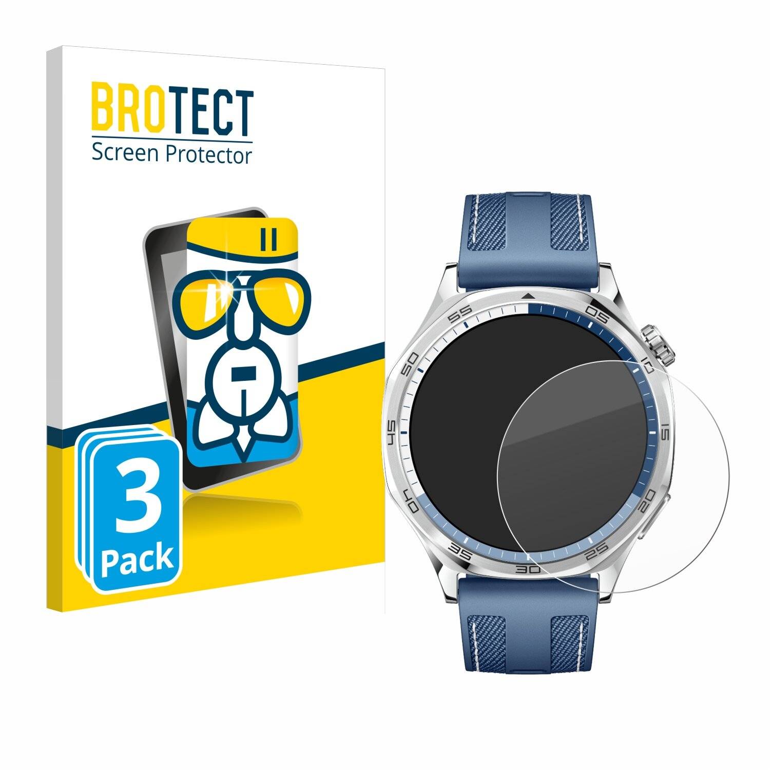 3x BROTECT AirGlass Glas Panzer-Folie für Huawei Watch GT 5 (46 mm) -