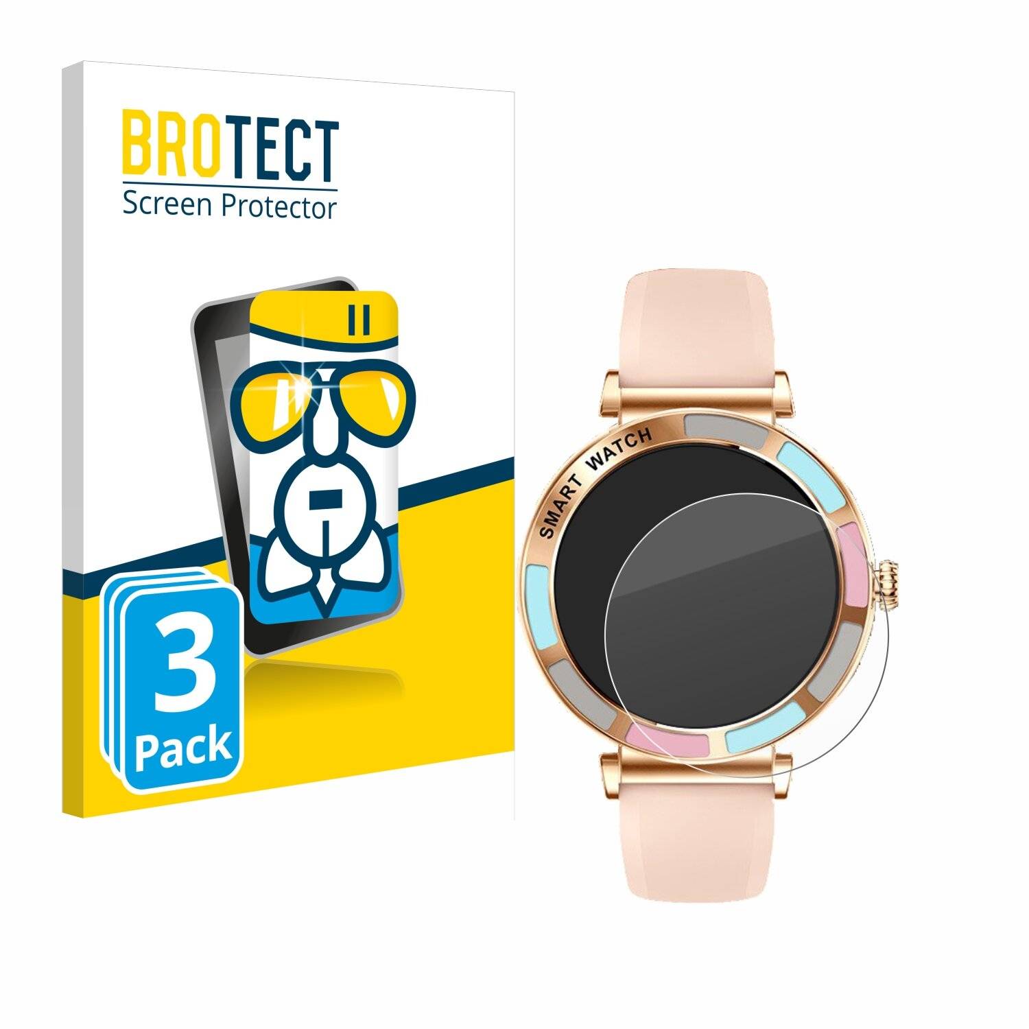 3x BROTECT AirGlass Glas Panzer-Folie für Bekomiya Smartwatch 1.27 -