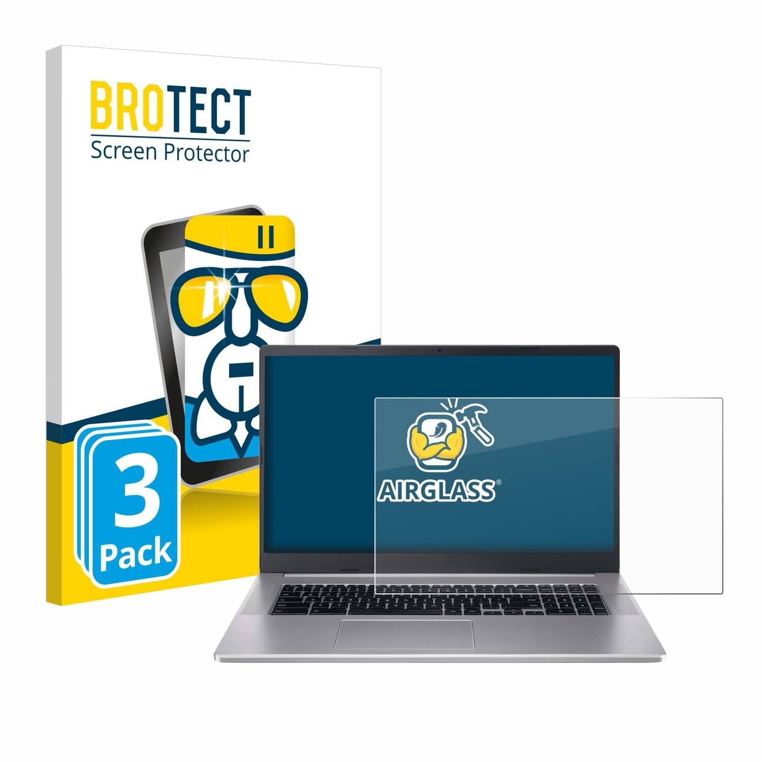 3x BROTECT AirGlass Glas Panzer-Folie für Acer Chromebook 317 -
