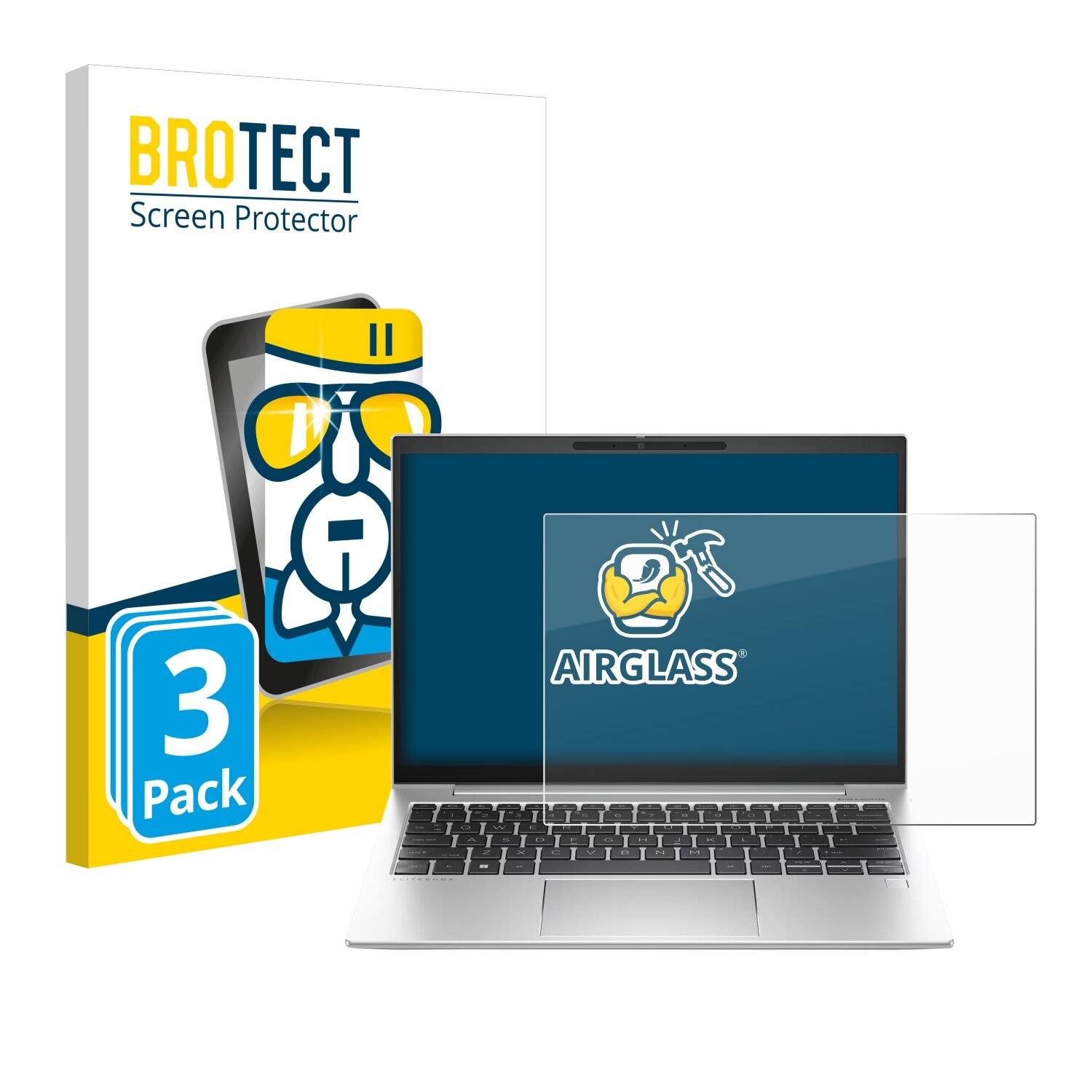 3x BROTECT AirGlass Glas Panzer-Folie für HP EliteBook 830 G11 -