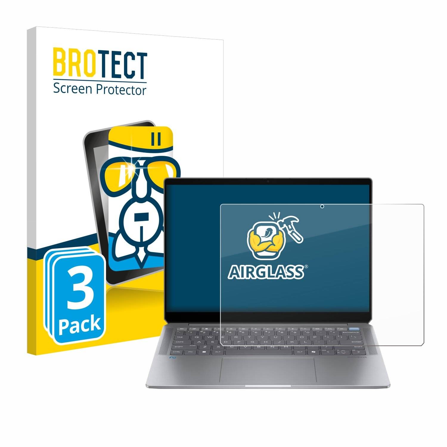 3x BROTECT AirGlass Glas Panzer-Folie für HP OmniBook Ultra Laptop 14-fd -
