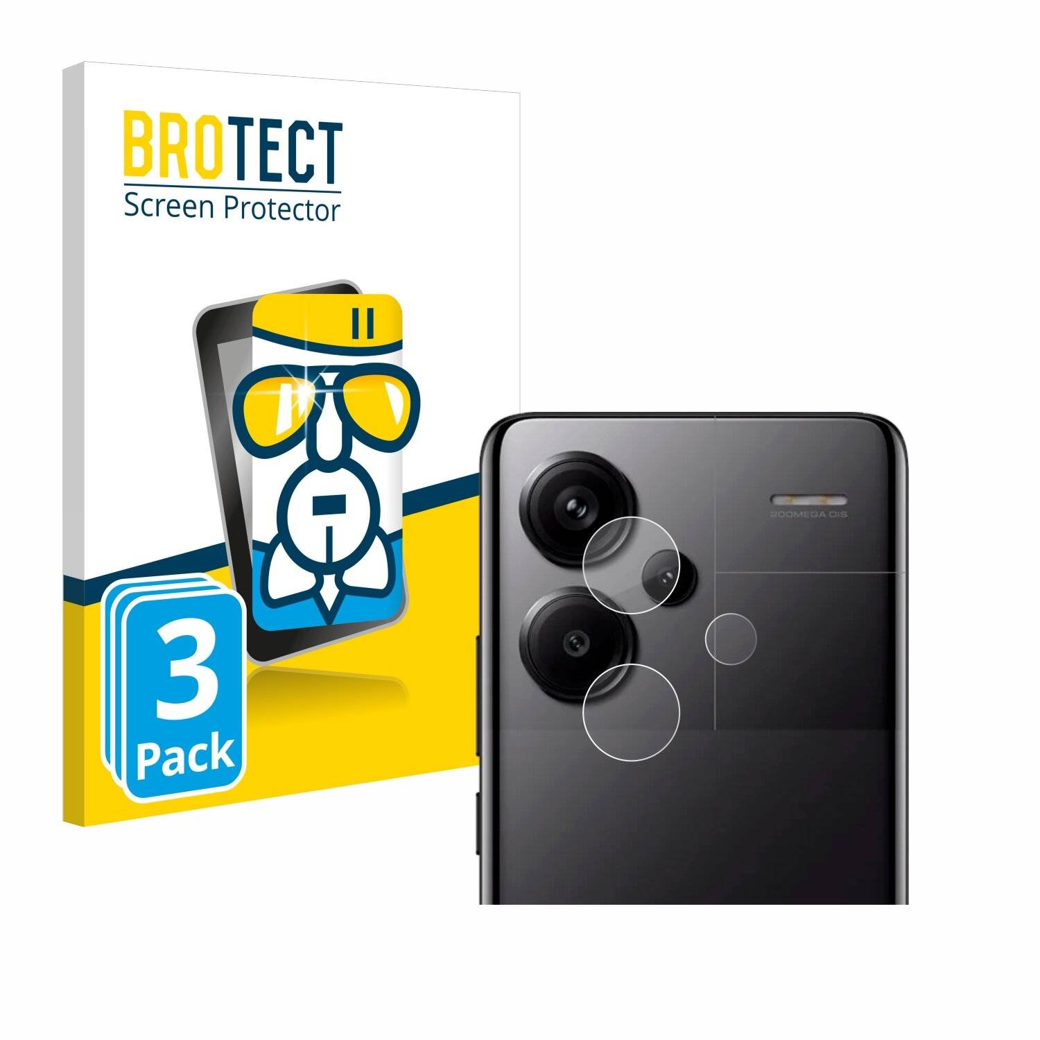 3x BROTECT AirGlass Glas Panzer-Folie für Xiaomi Redmi Note 13 Pro+ 5G (NUR Kameraschutz) -