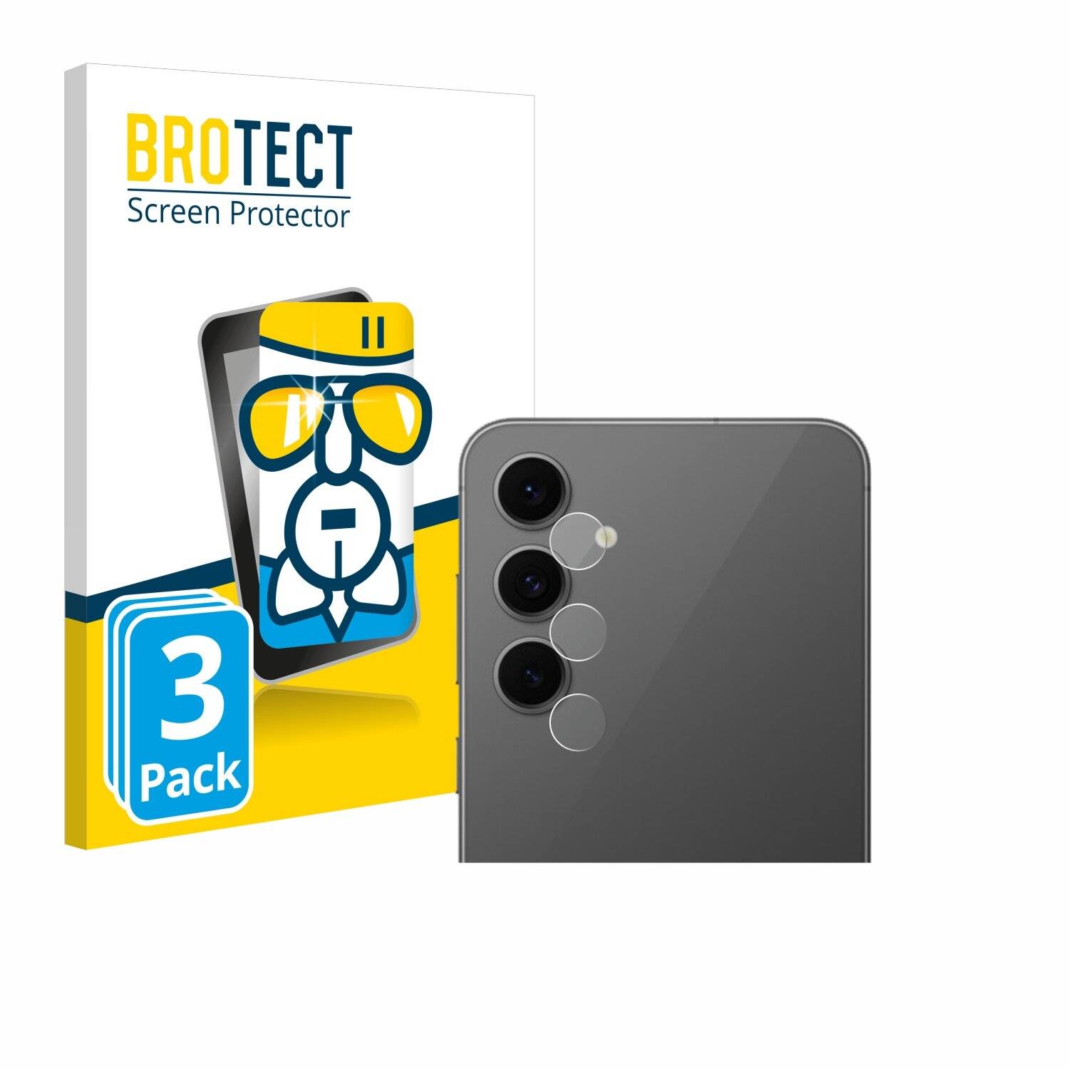 3x BROTECT AirGlass Glas Panzer-Folie für Samsung Galaxy S24 FE (NUR Kameraschutz) -