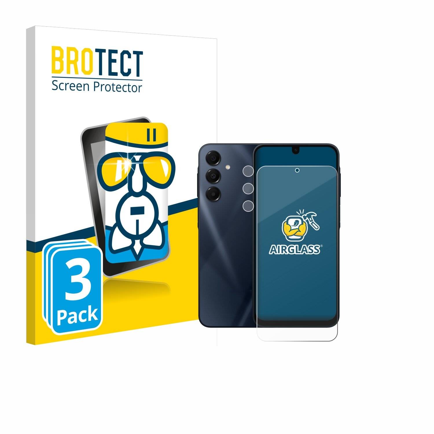 3x BROTECT AirGlass Glas Panzer-Folie für Samsung Galaxy A16 5G (Display+Kamera) -